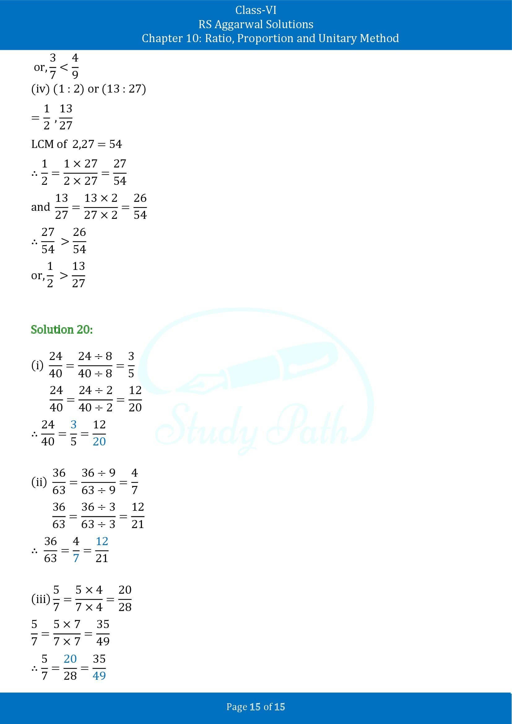 RS Aggarwal Solutions Class 6 Chapter 10 Ratio Proportion and Unitary Method Exercise 10A 00015