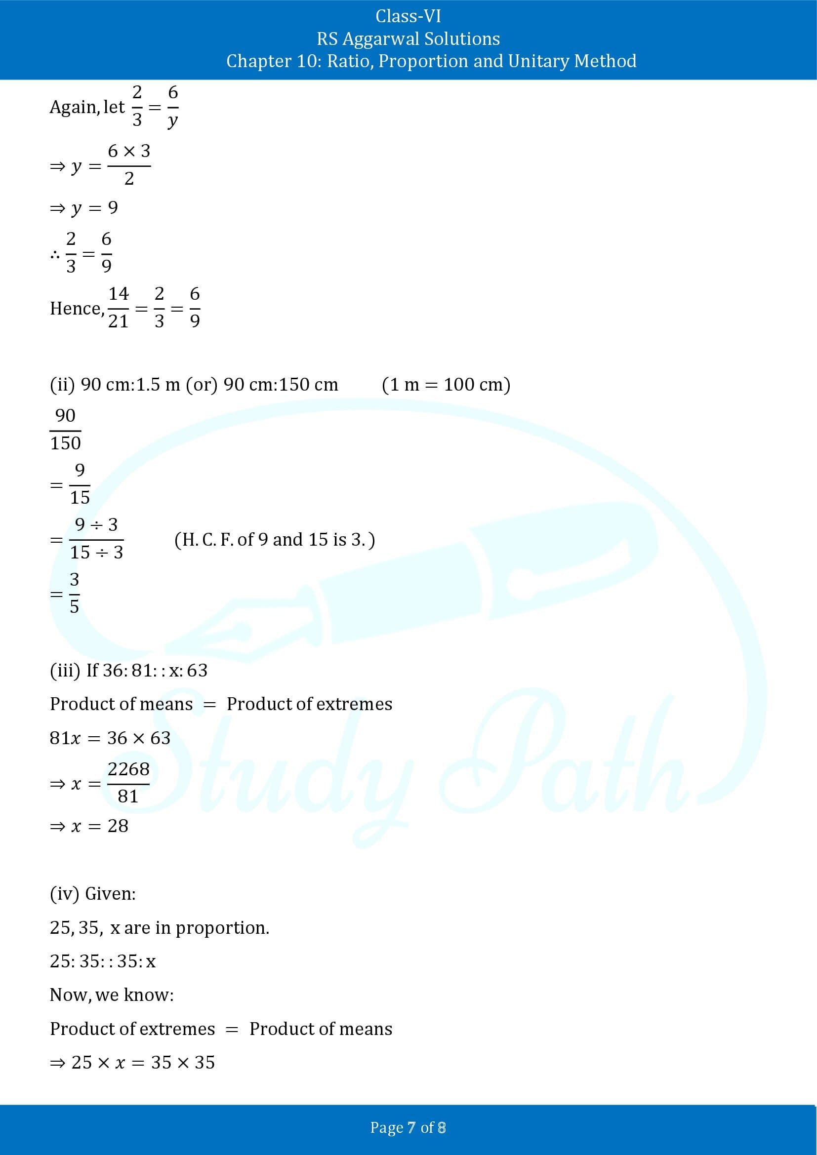 RS Aggarwal Solutions Class 6 Chapter 10 Ratio Proportion and Unitary Method Test Paper 00007