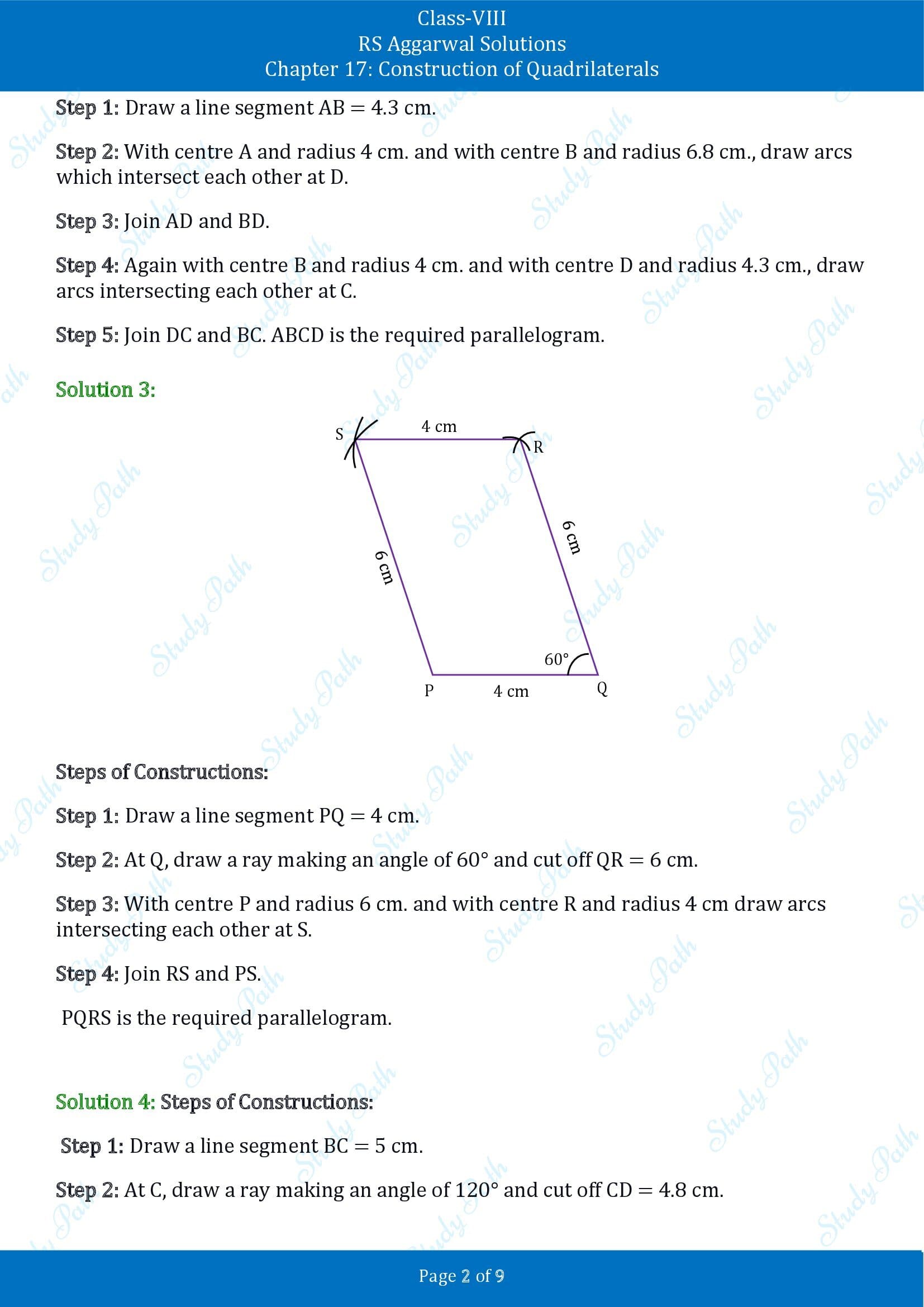 RS Aggarwal Solutions Class 8 Chapter 17 Construction of Quadrilaterals Exercise 17B 00002