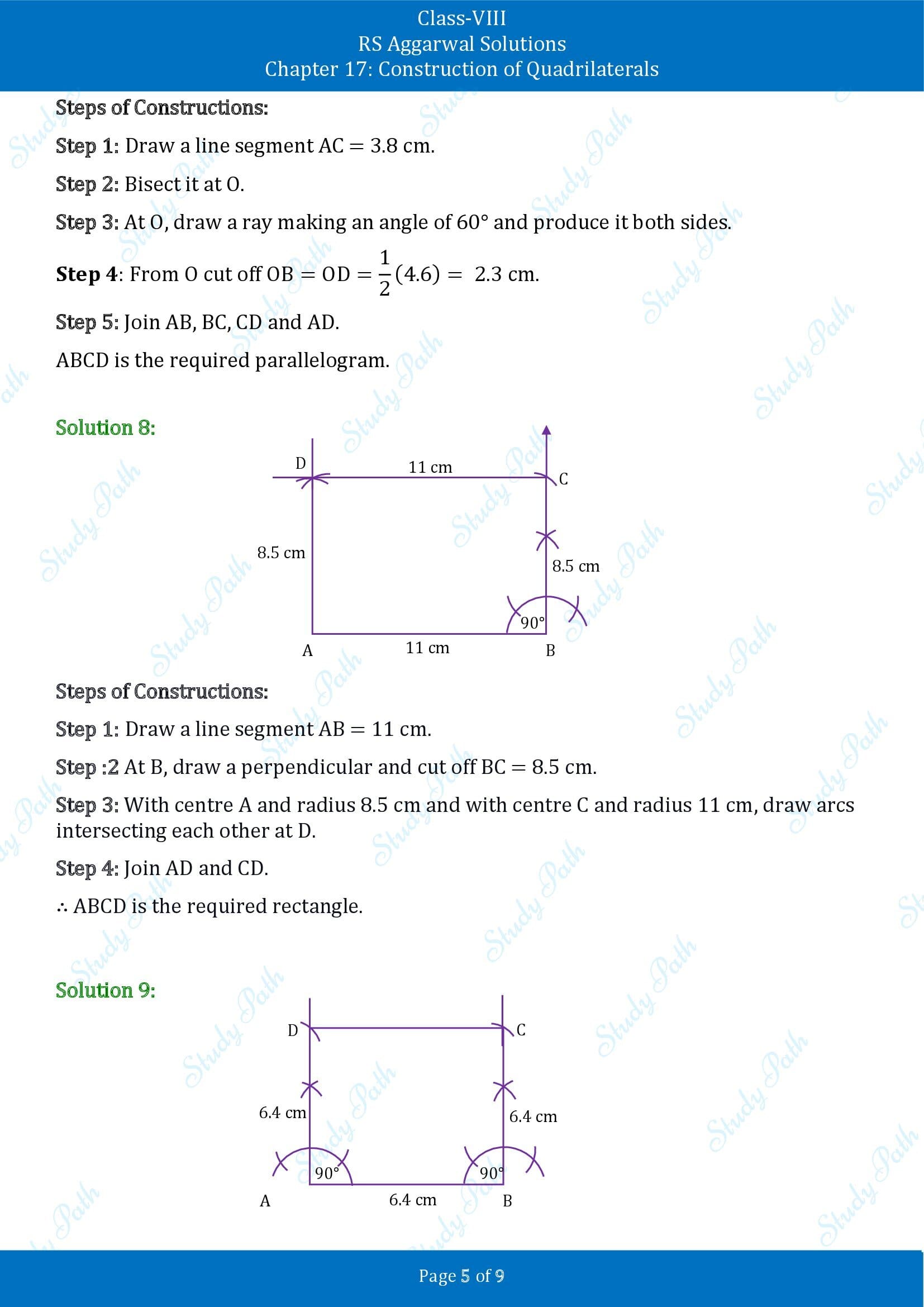 RS Aggarwal Solutions Class 8 Chapter 17 Construction of Quadrilaterals Exercise 17B 00005