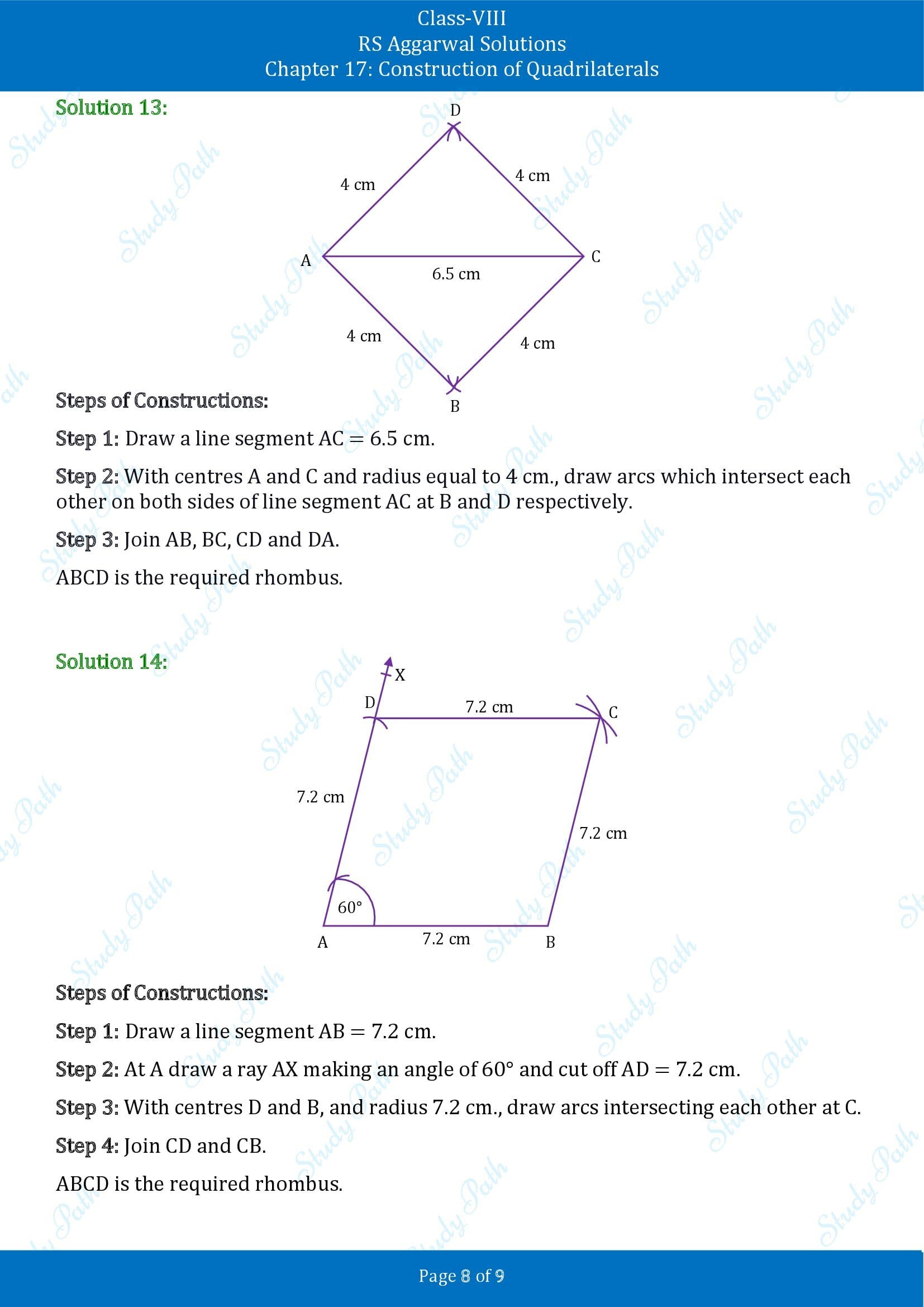 RS Aggarwal Solutions Class 8 Chapter 17 Construction of Quadrilaterals Exercise 17B 00008