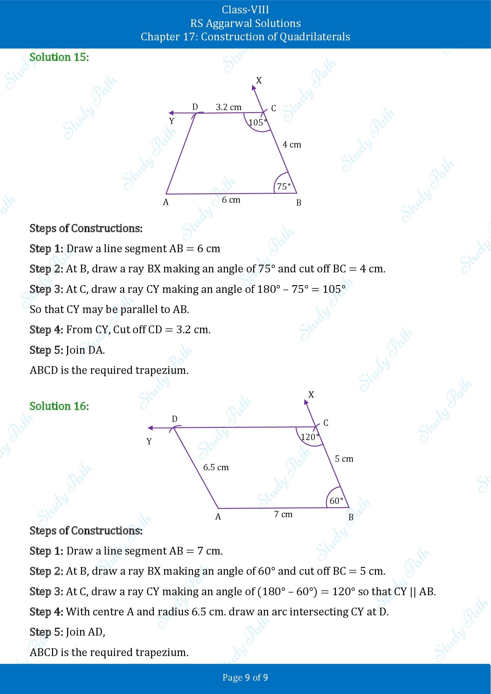 RS Aggarwal Solutions Class 8 Chapter 17 Construction of Quadrilaterals Exercise 17B 00009