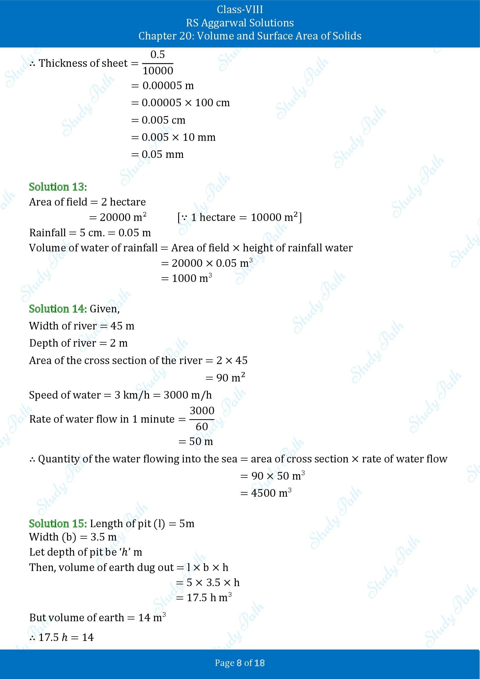 RS Aggarwal Solutions Class 8 Chapter 20 Volume and Surface Area of Solids Exercise 20A 00008
