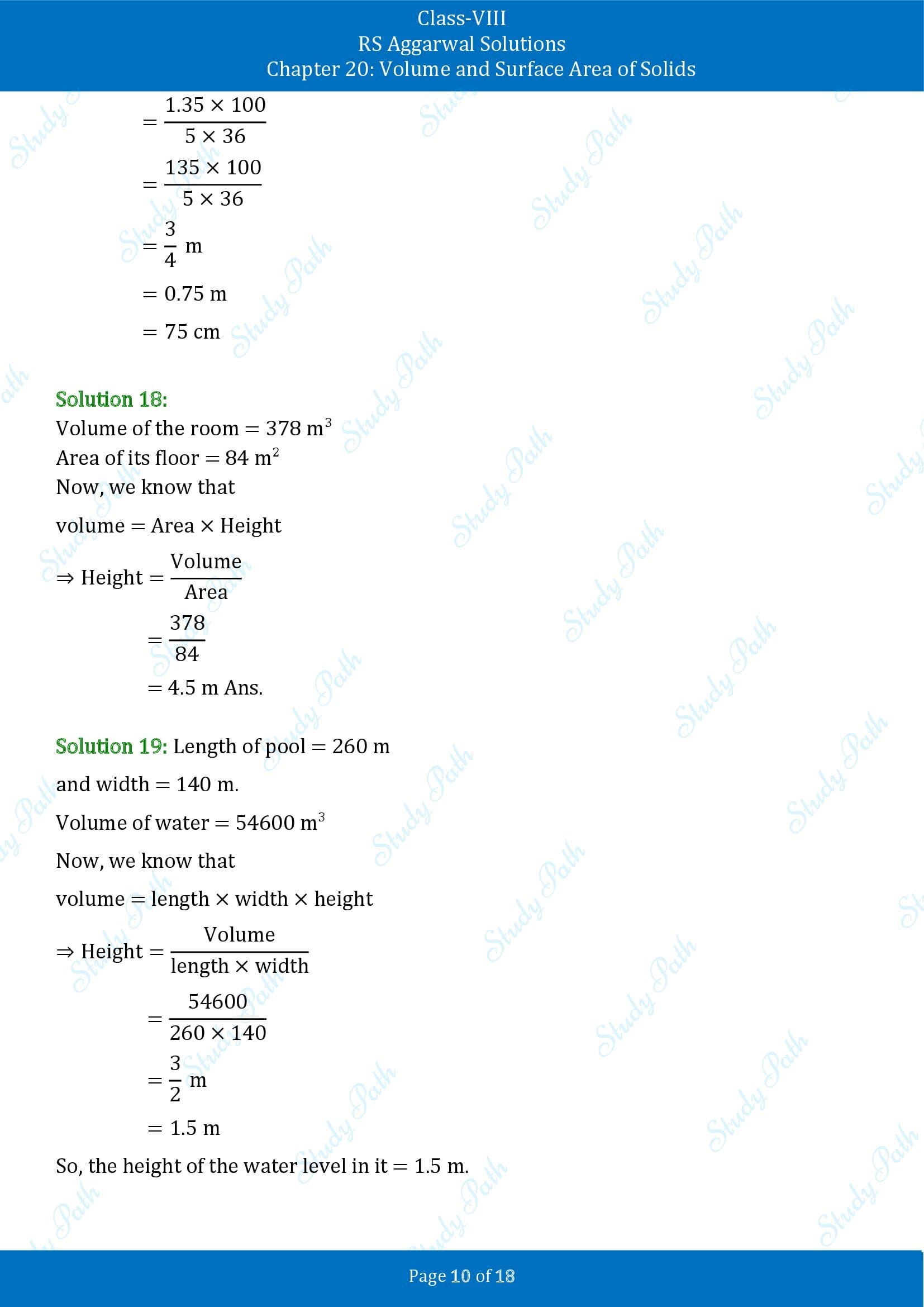 RS Aggarwal Solutions Class 8 Chapter 20 Volume and Surface Area of Solids Exercise 20A 00010