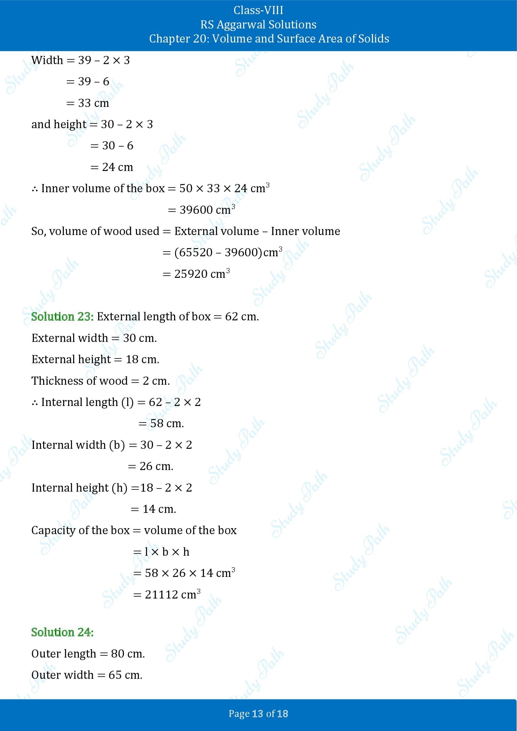 RS Aggarwal Solutions Class 8 Chapter 20 Volume and Surface Area of Solids Exercise 20A 00013