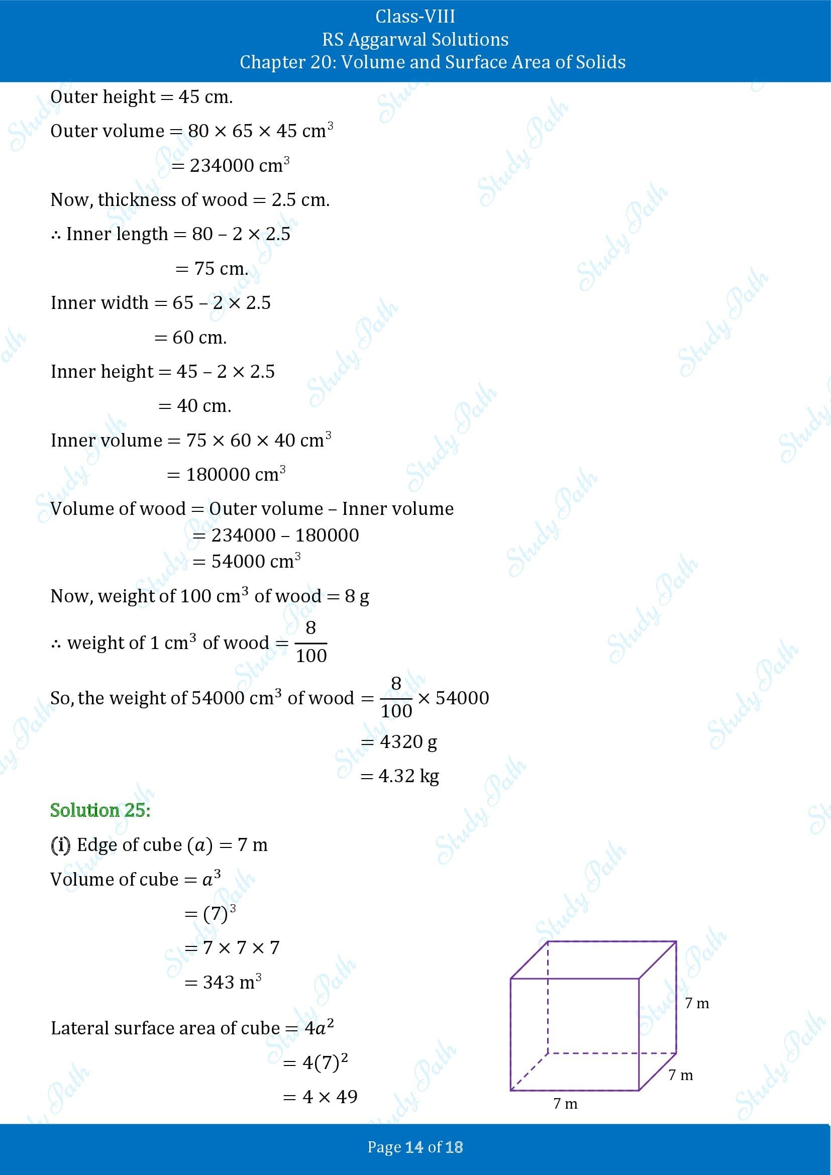 RS Aggarwal Solutions Class 8 Chapter 20 Volume and Surface Area of Solids Exercise 20A 00014
