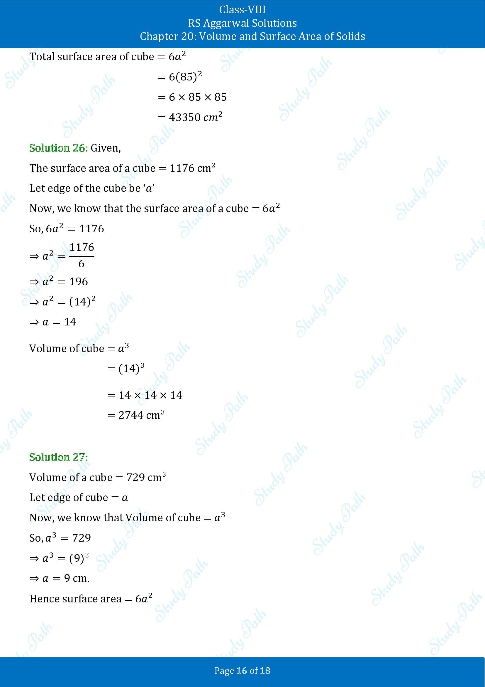 RS Aggarwal Solutions Class 8 Chapter 20 Volume and Surface Area of Solids Exercise 20A 00016