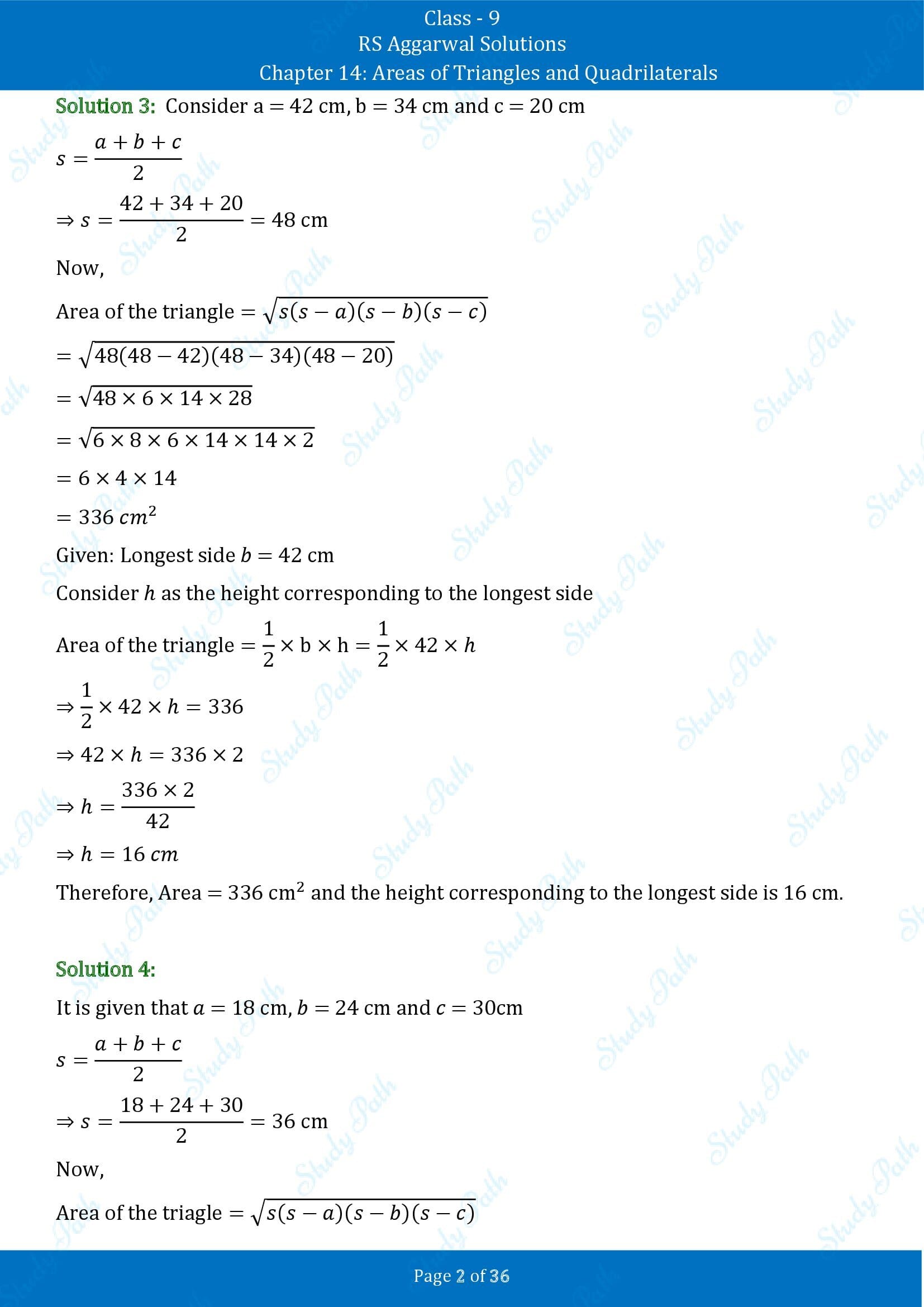 RS Aggarwal Solutions Class 9 Chapter 14 Areas of Triangles and Quadrilaterals Exercise 14 00002