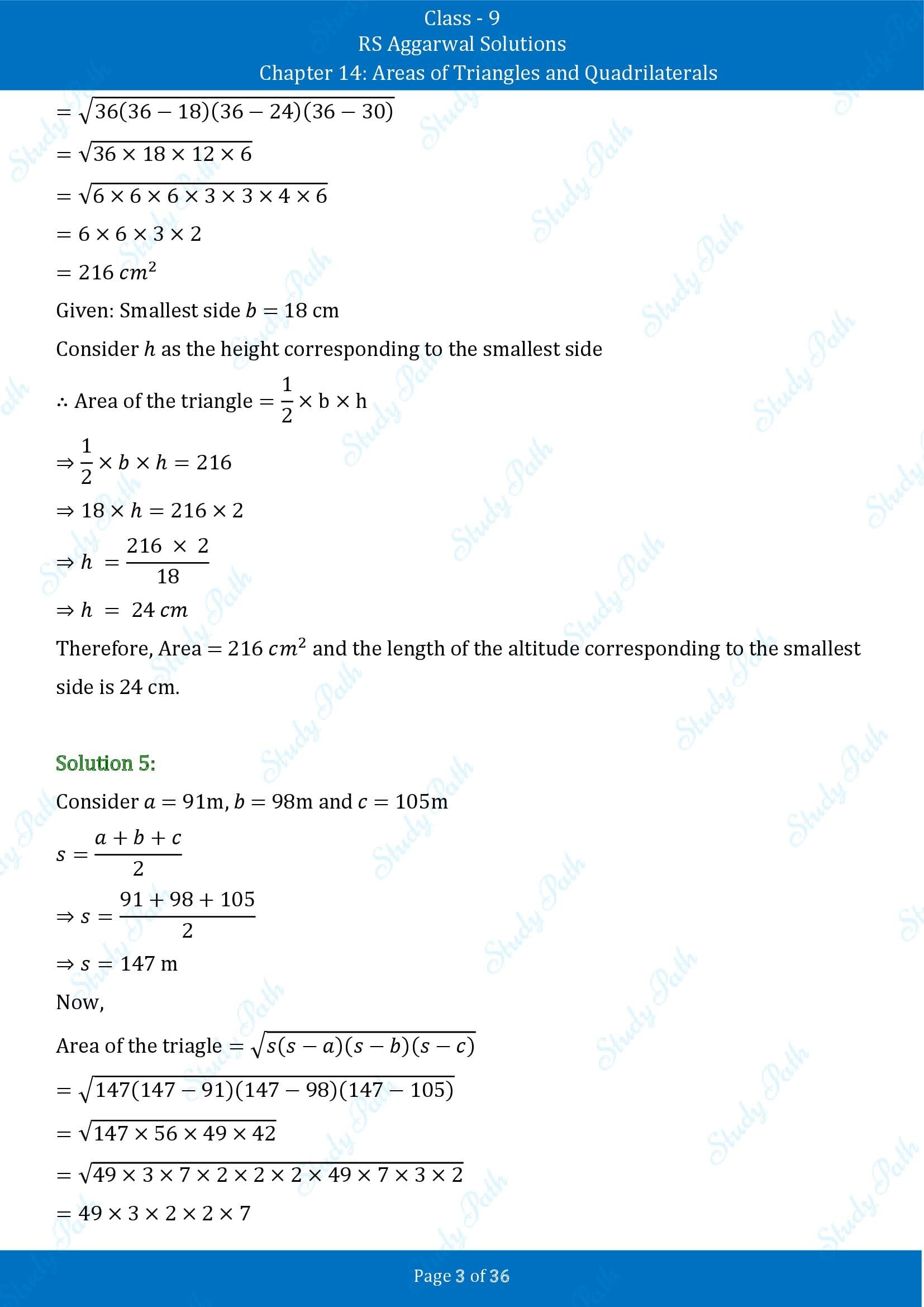 RS Aggarwal Solutions Class 9 Chapter 14 Areas of Triangles and Quadrilaterals Exercise 14 00003