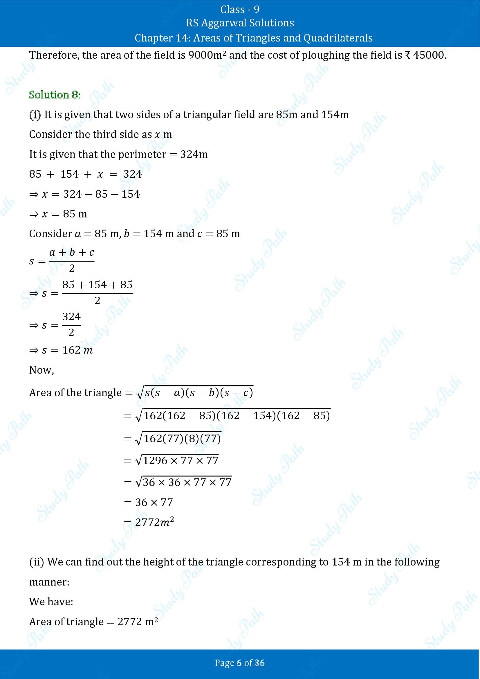 RS Aggarwal Solutions Class 9 Chapter 14 Areas of Triangles and Quadrilaterals Exercise 14 00006