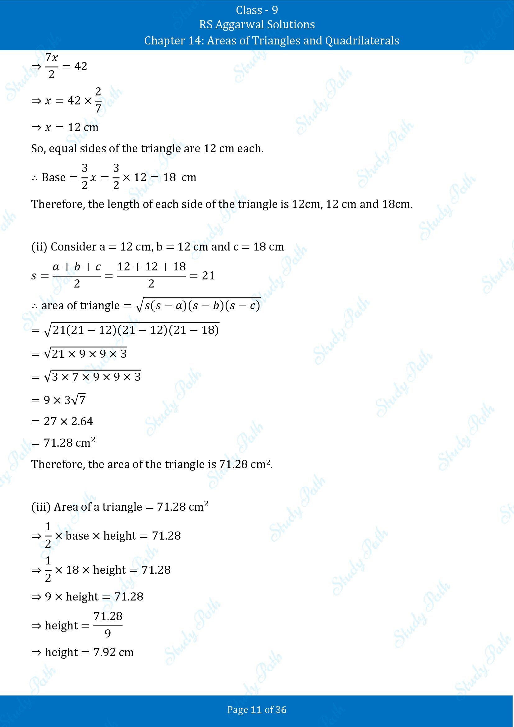 RS Aggarwal Solutions Class 9 Chapter 14 Areas of Triangles and Quadrilaterals Exercise 14 00011