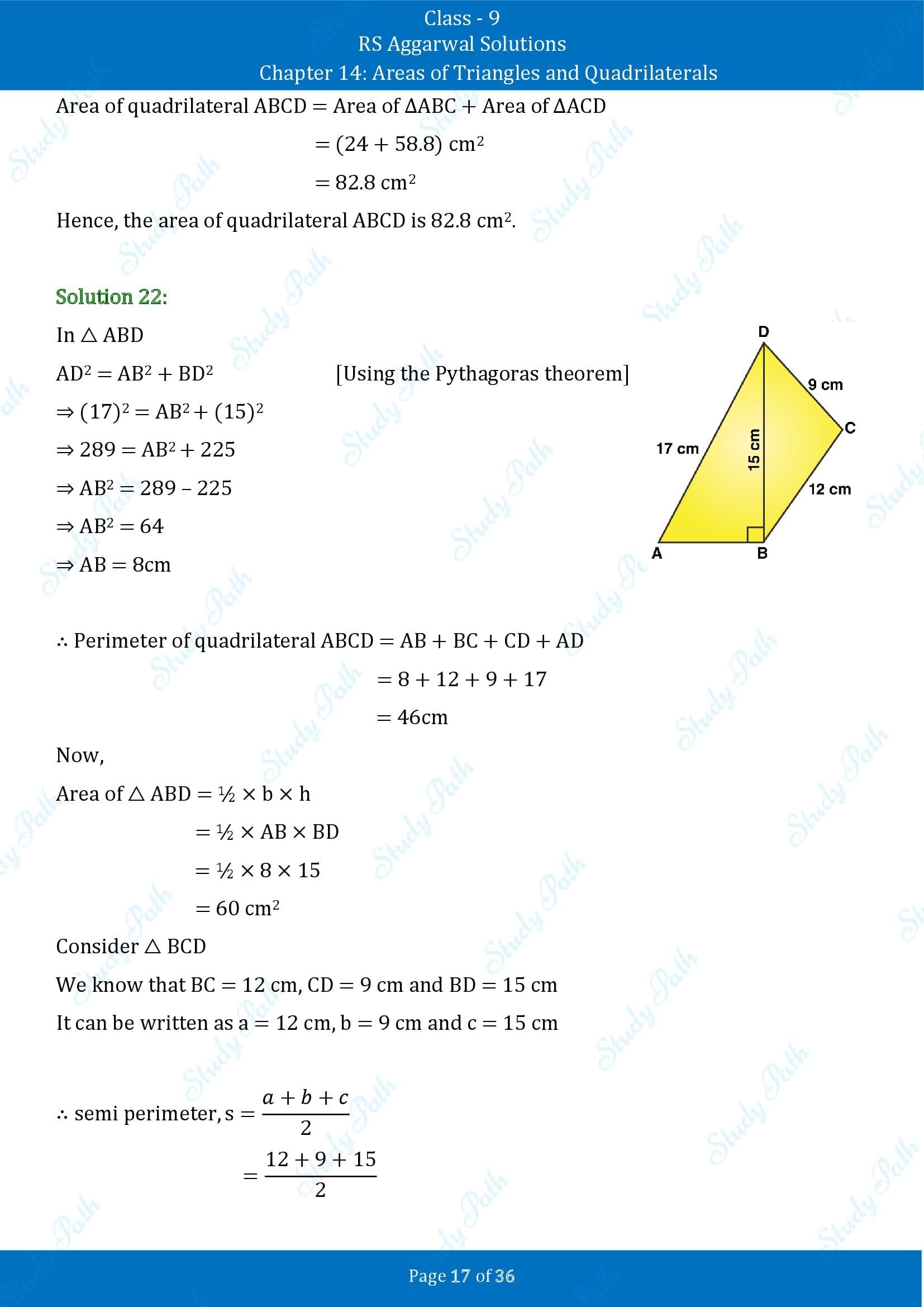 RS Aggarwal Solutions Class 9 Chapter 14 Areas of Triangles and Quadrilaterals Exercise 14 00017