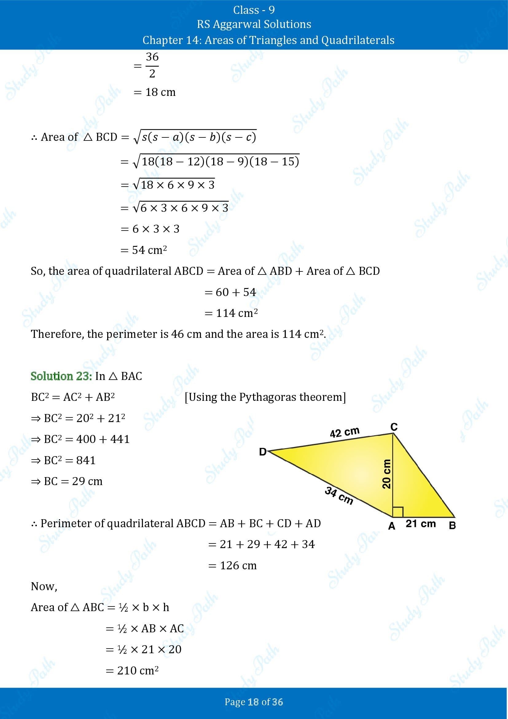 RS Aggarwal Solutions Class 9 Chapter 14 Areas of Triangles and Quadrilaterals Exercise 14 00018