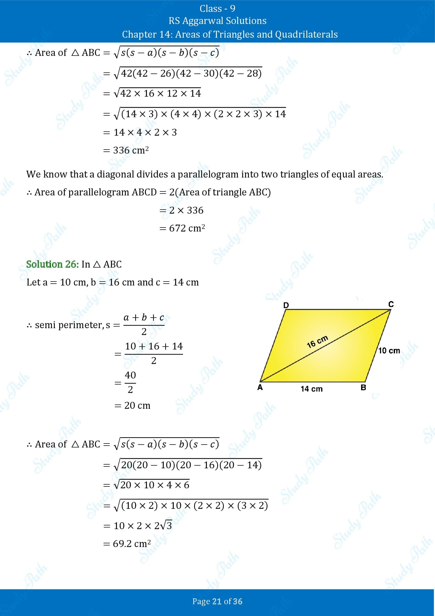RS Aggarwal Solutions Class 9 Chapter 14 Areas of Triangles and Quadrilaterals Exercise 14 00021