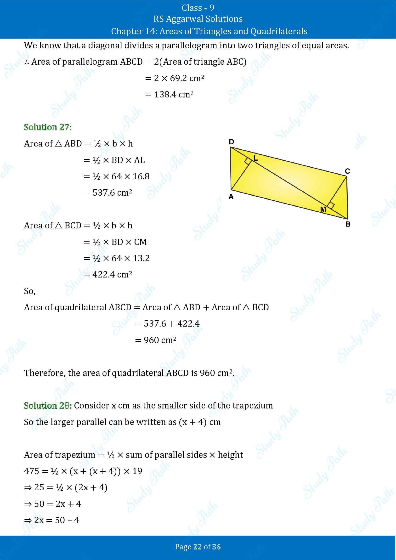 RS Aggarwal Solutions Class 9 Chapter 14 Areas of Triangles and Quadrilaterals Exercise 14 00022