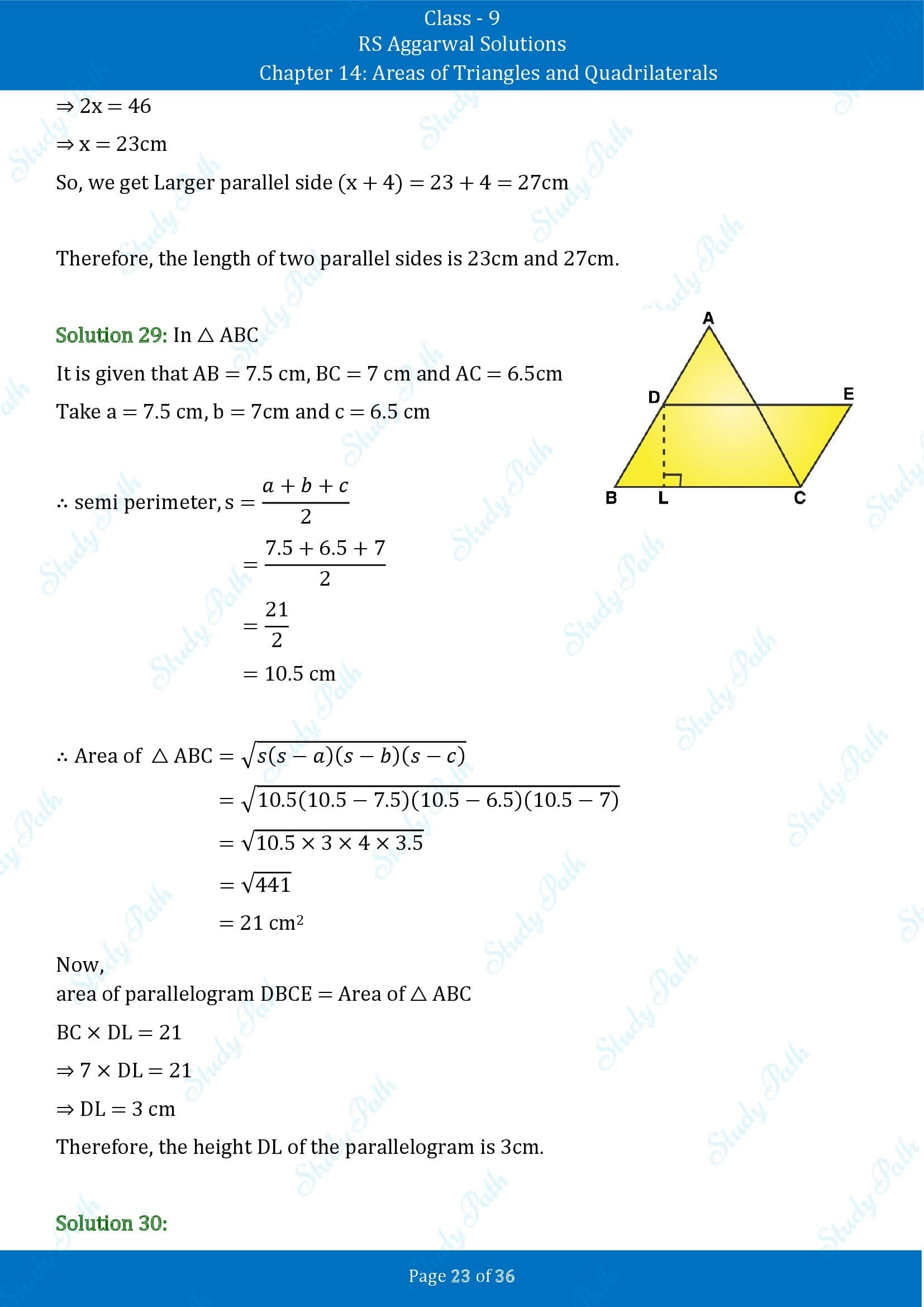 RS Aggarwal Solutions Class 9 Chapter 14 Areas of Triangles and Quadrilaterals Exercise 14 00023