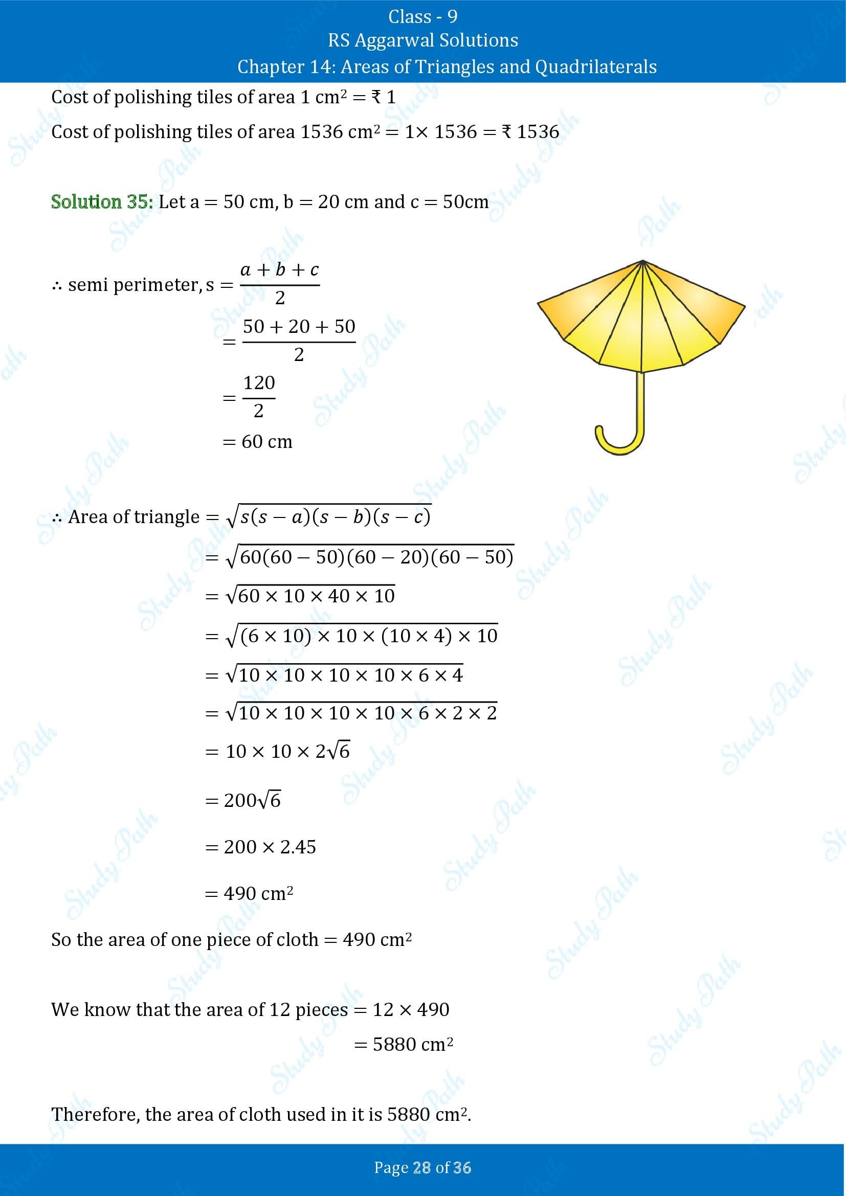 RS Aggarwal Solutions Class 9 Chapter 14 Areas of Triangles and Quadrilaterals Exercise 14 00028