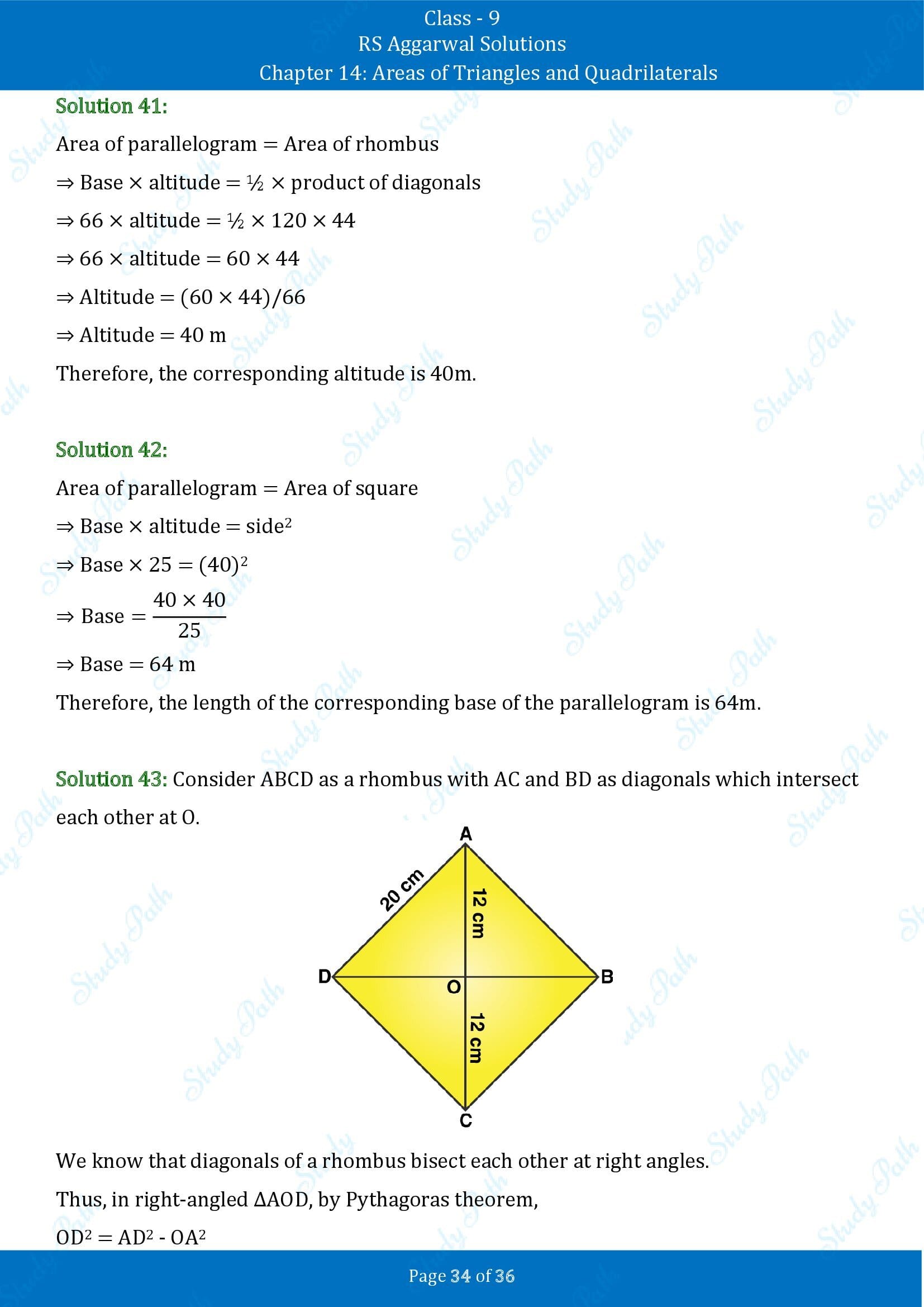 RS Aggarwal Solutions Class 9 Chapter 14 Areas of Triangles and Quadrilaterals Exercise 14 00034