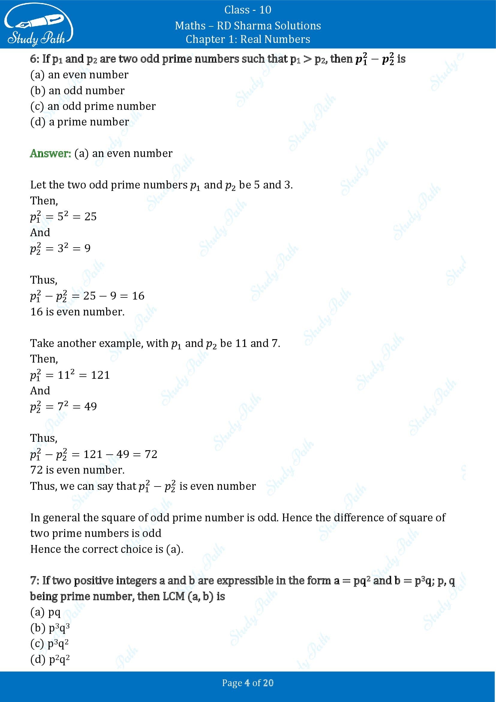 RD Sharma Solutions Class 10 Chapter 1 Real Numbers Multiple Choice Questions MCQs 00004
