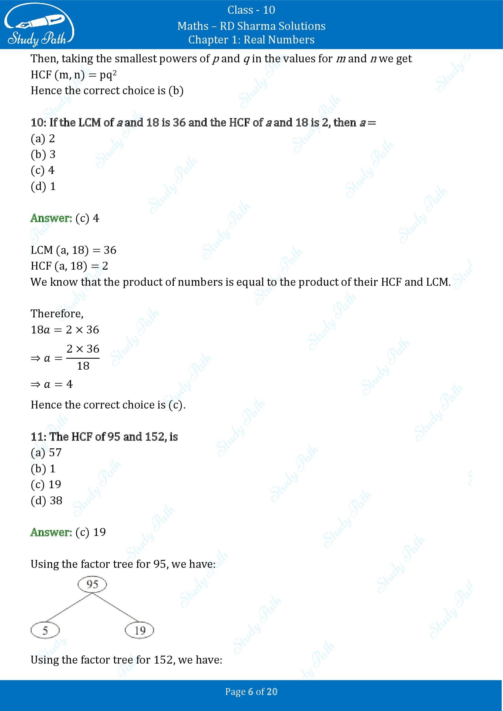 RD Sharma Solutions Class 10 Chapter 1 Real Numbers Multiple Choice Questions MCQs 00006