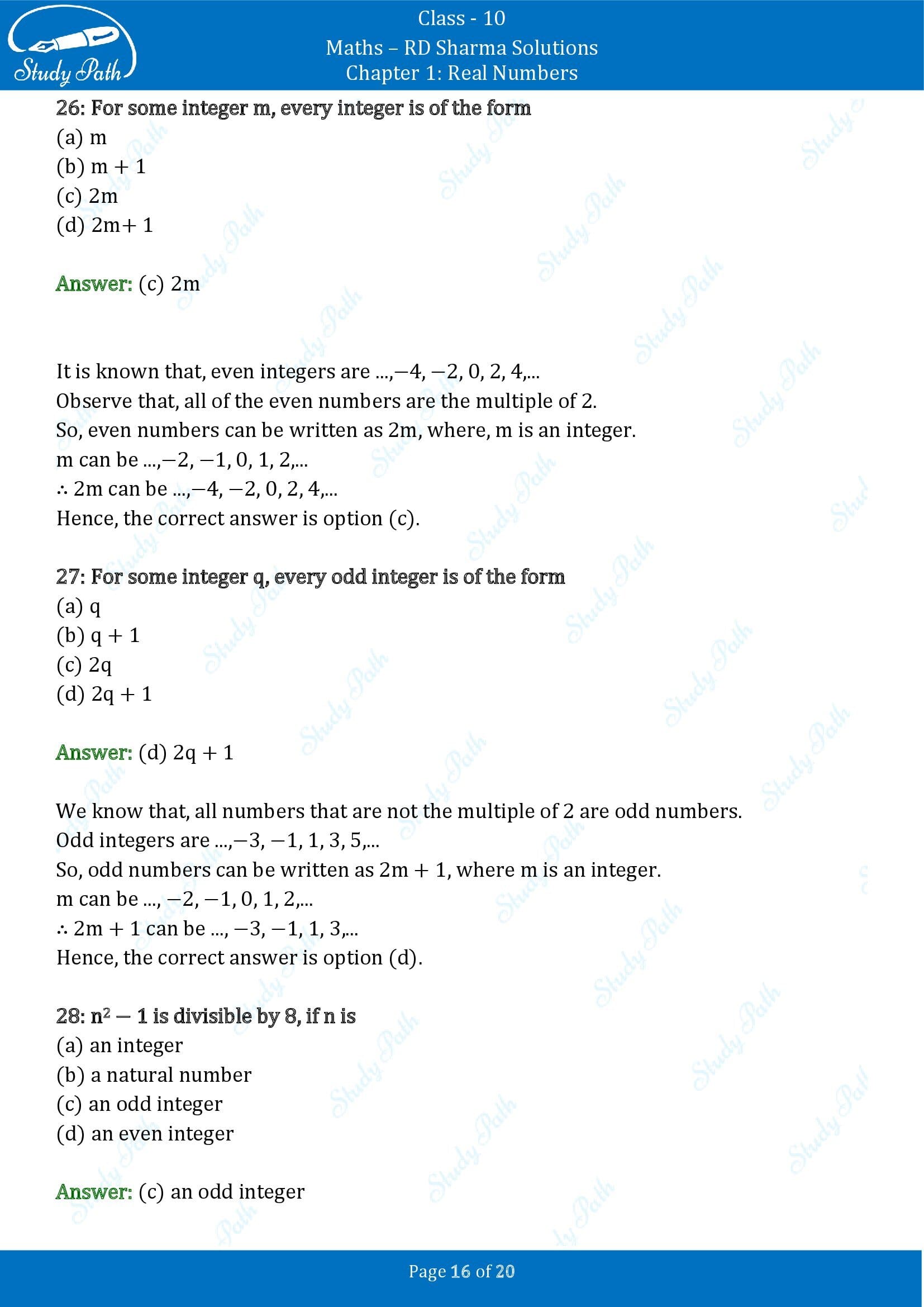 RD Sharma Solutions Class 10 Chapter 1 Real Numbers Multiple Choice Questions MCQs 00016