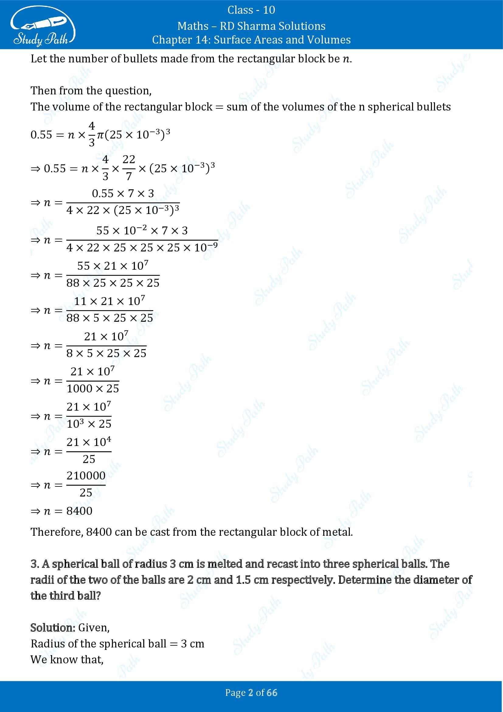 RD Sharma Solutions Class 10 Chapter 14 Surface Areas and Volumes Exercise 14.1 00002