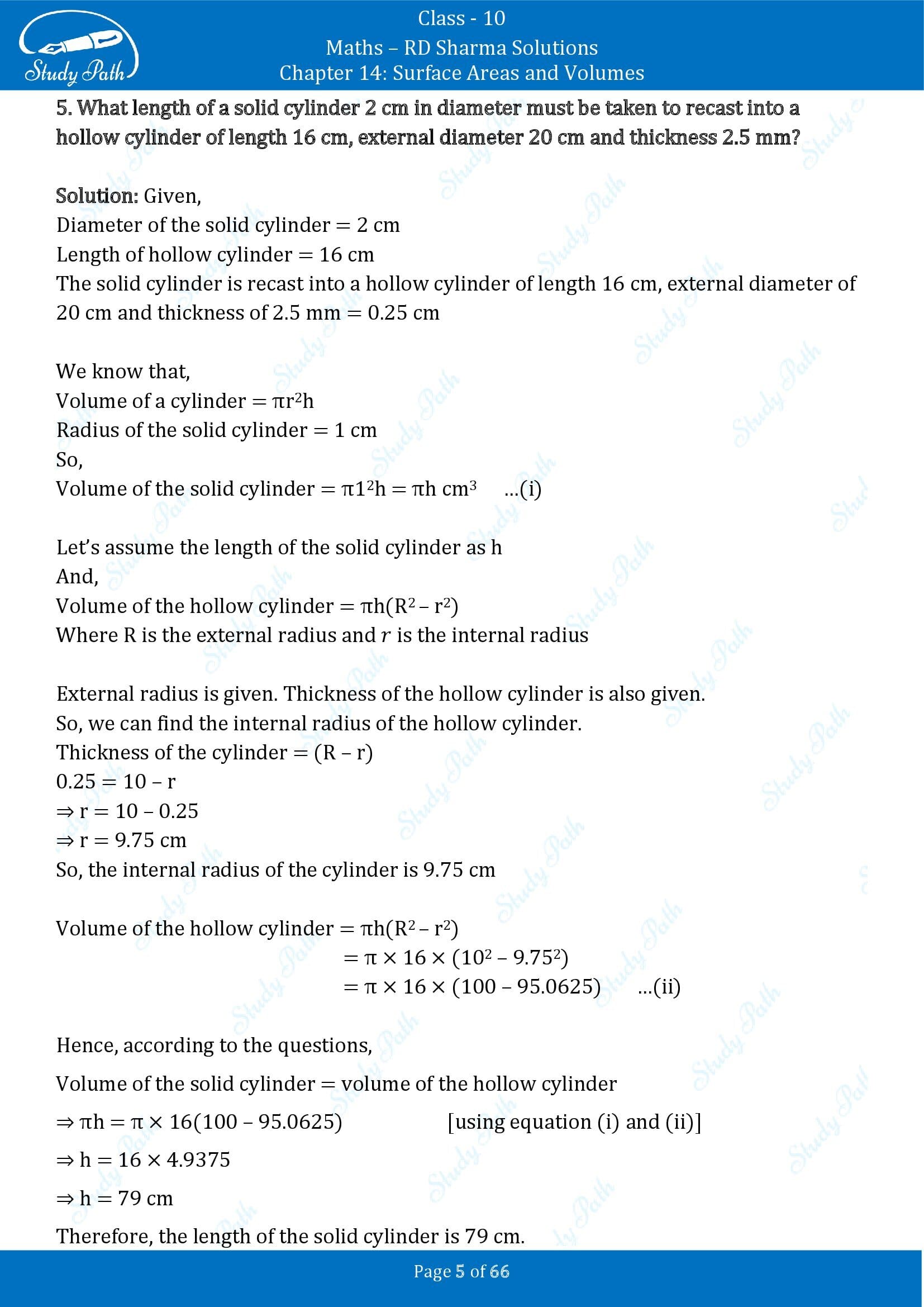 RD Sharma Solutions Class 10 Chapter 14 Surface Areas and Volumes Exercise 14.1 00005