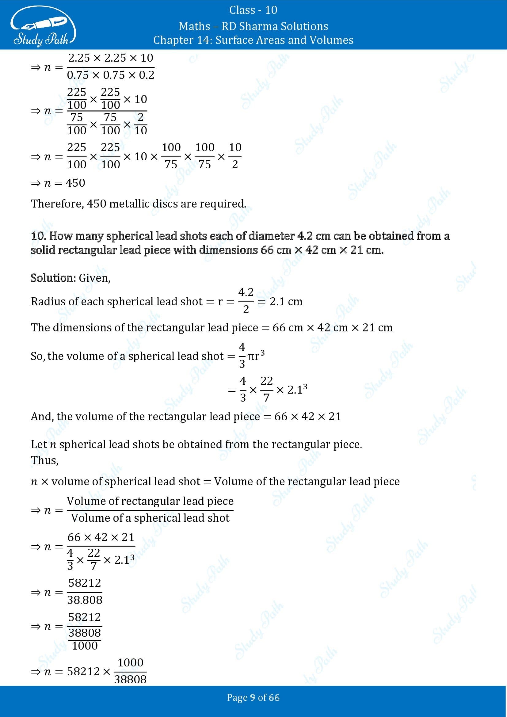 RD Sharma Solutions Class 10 Chapter 14 Surface Areas and Volumes Exercise 14.1 00009