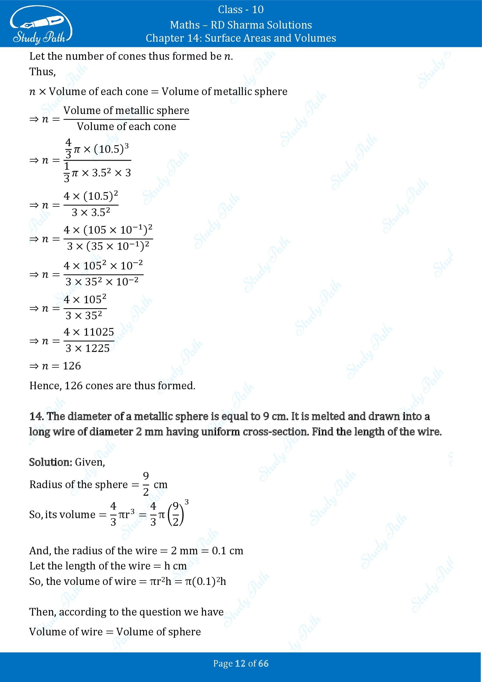 RD Sharma Solutions Class 10 Chapter 14 Surface Areas and Volumes Exercise 14.1 00012
