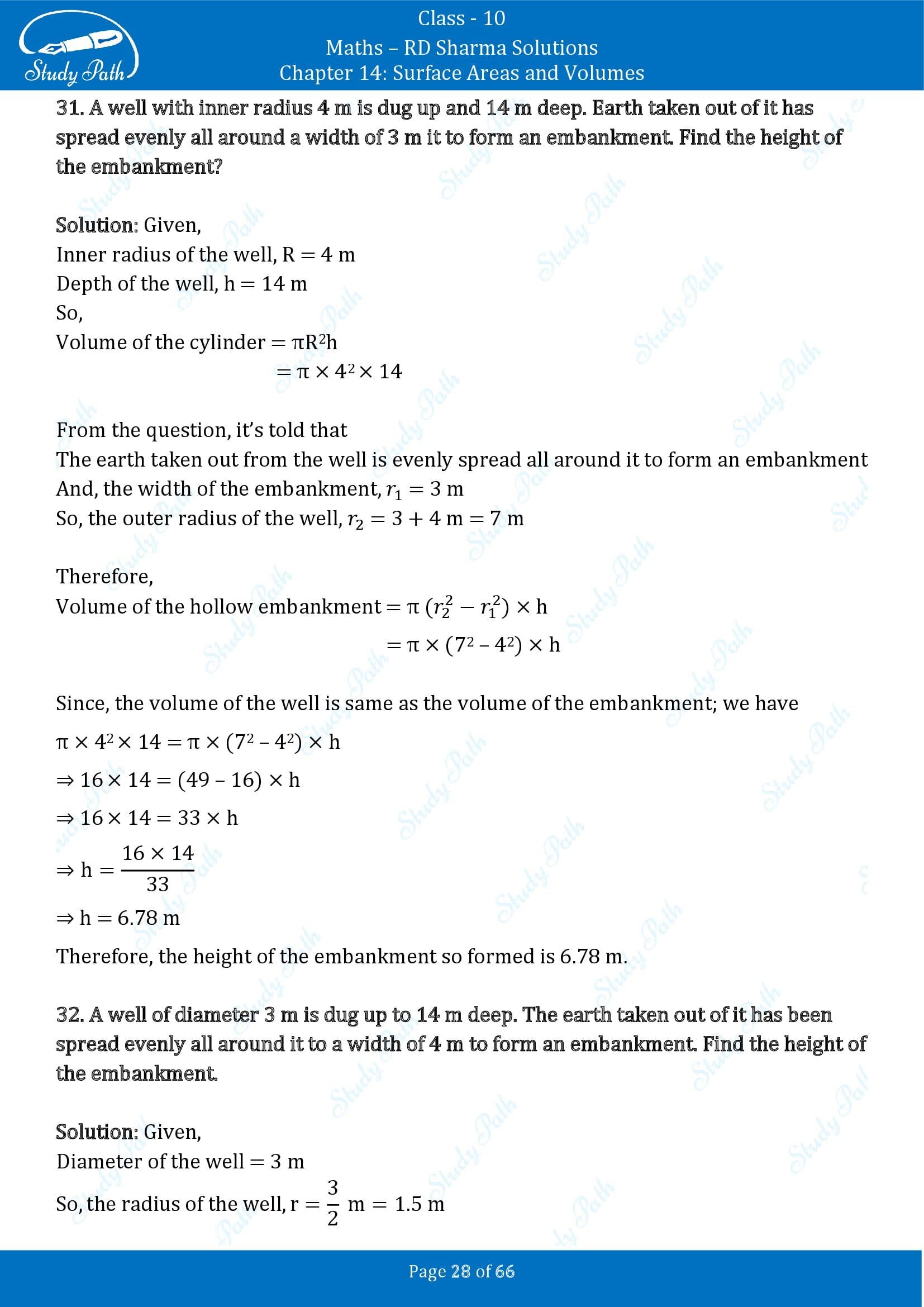 RD Sharma Solutions Class 10 Chapter 14 Surface Areas and Volumes Exercise 14.1 00028