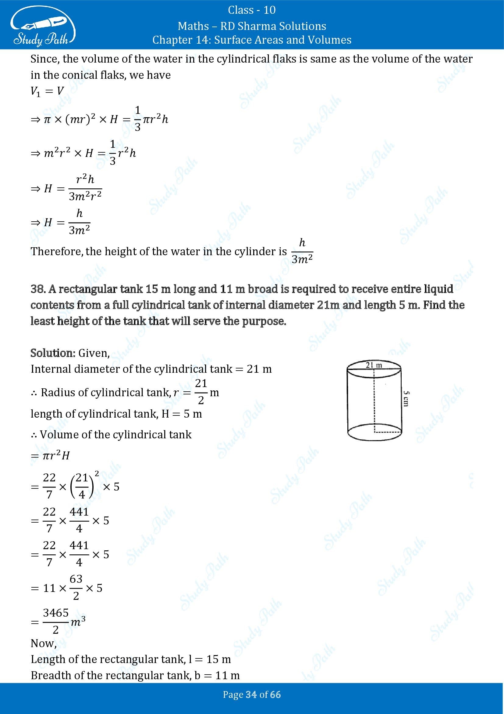 RD Sharma Solutions Class 10 Chapter 14 Surface Areas and Volumes Exercise 14.1 00034
