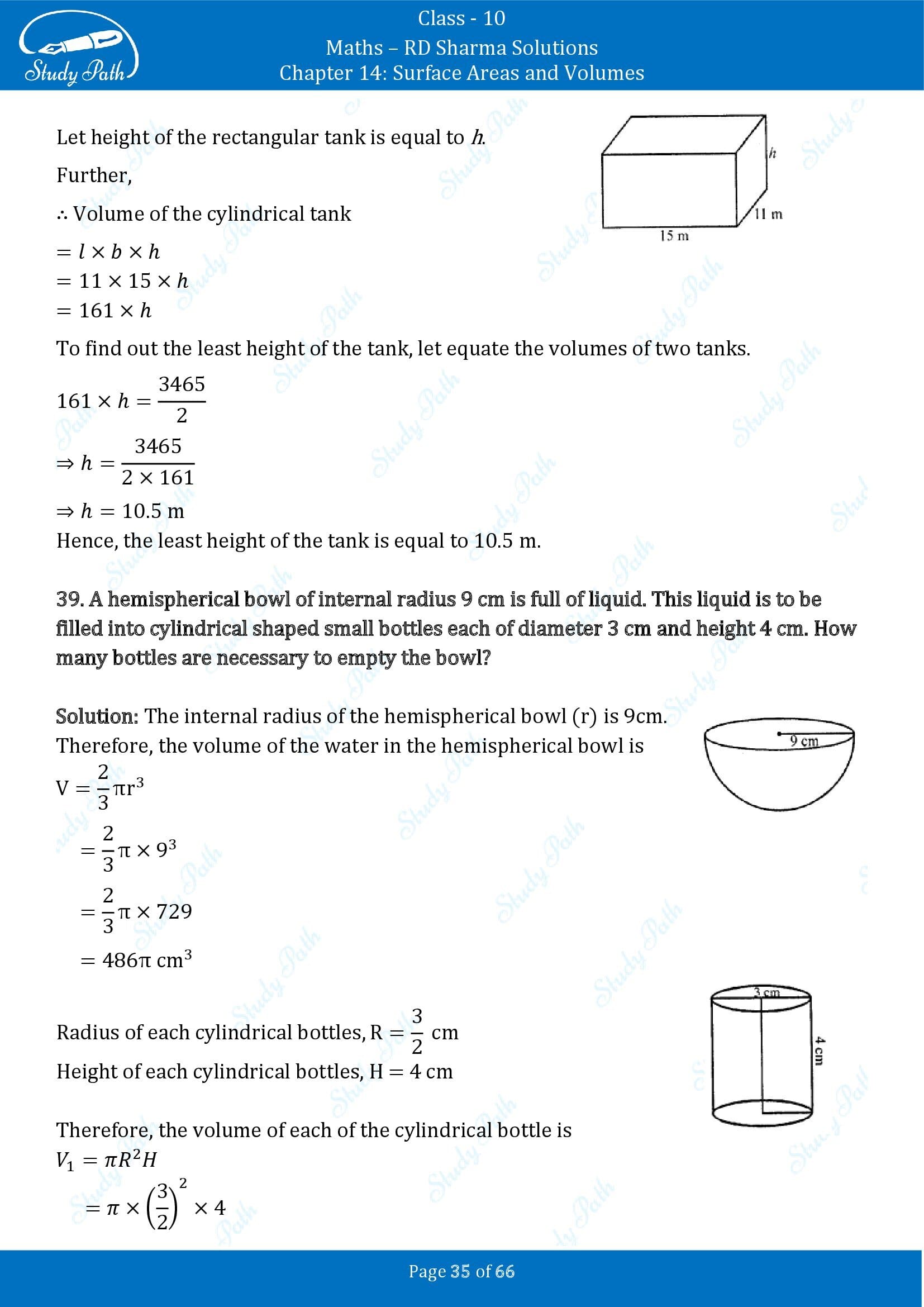 RD Sharma Solutions Class 10 Chapter 14 Surface Areas and Volumes Exercise 14.1 00035