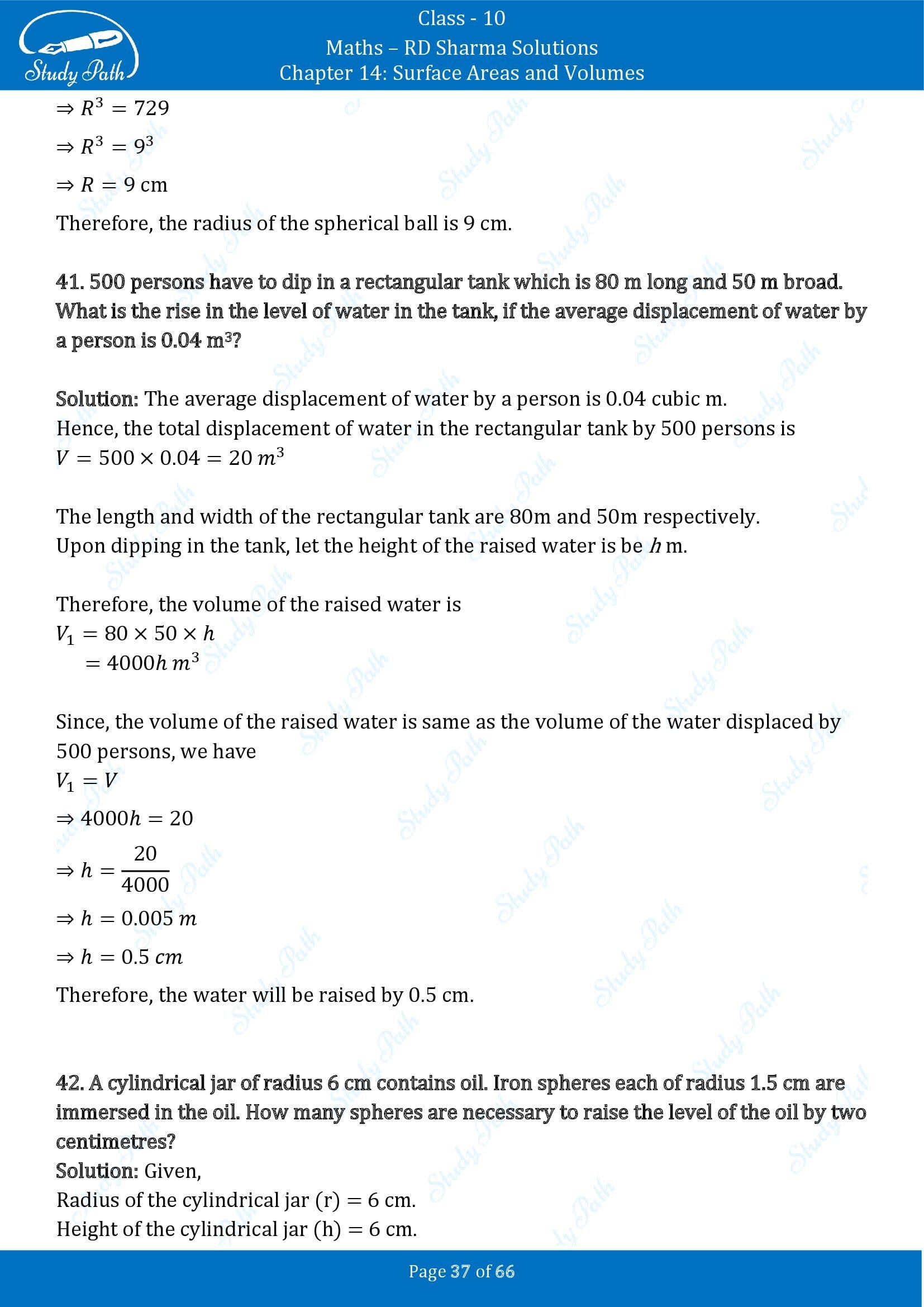 RD Sharma Solutions Class 10 Chapter 14 Surface Areas and Volumes Exercise 14.1 00037