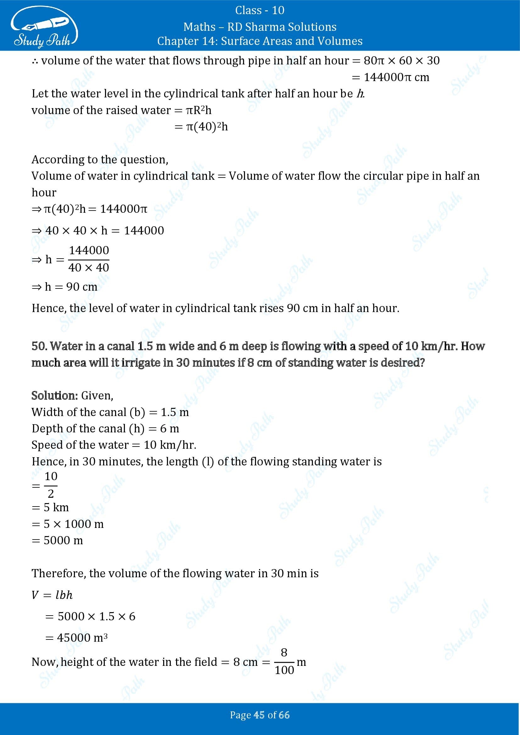 RD Sharma Solutions Class 10 Chapter 14 Surface Areas and Volumes Exercise 14.1 00045