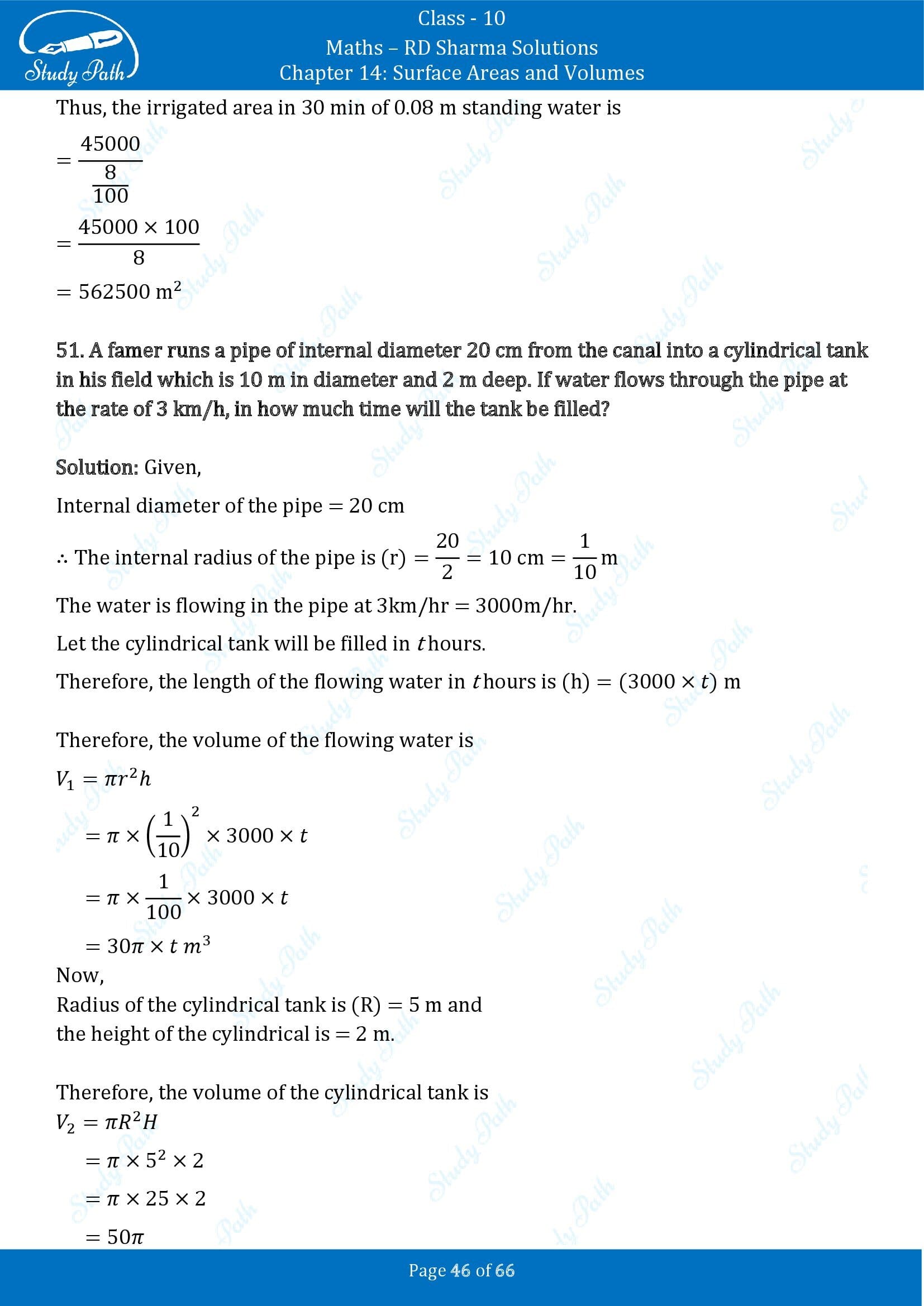 RD Sharma Solutions Class 10 Chapter 14 Surface Areas and Volumes Exercise 14.1 00046