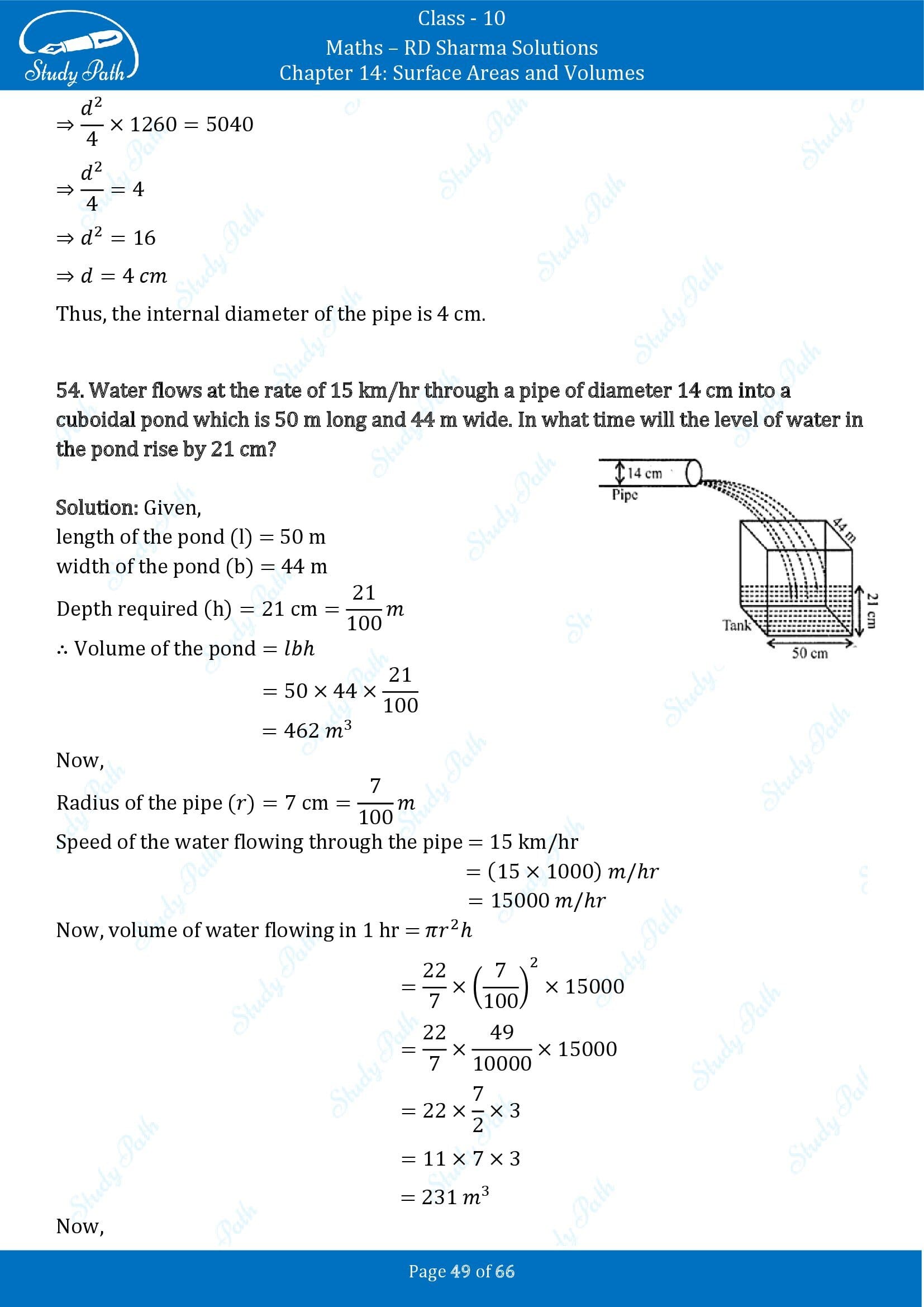 RD Sharma Solutions Class 10 Chapter 14 Surface Areas and Volumes Exercise 14.1 00049