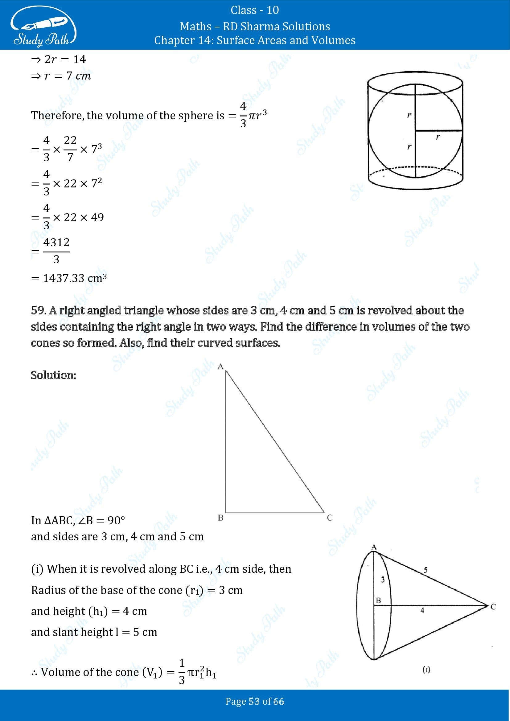 RD Sharma Solutions Class 10 Chapter 14 Surface Areas and Volumes Exercise 14.1 00053