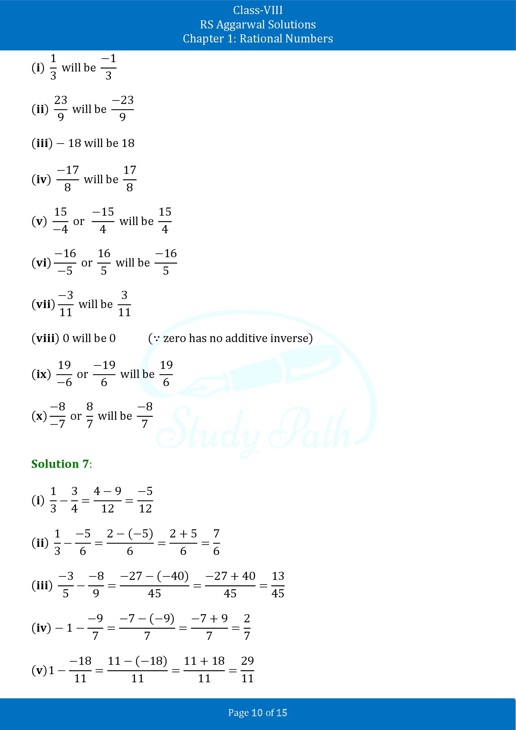 RS Aggarwal Solutions Class 8 Chapter 1 Rational Numbers Exercise 1C 00010