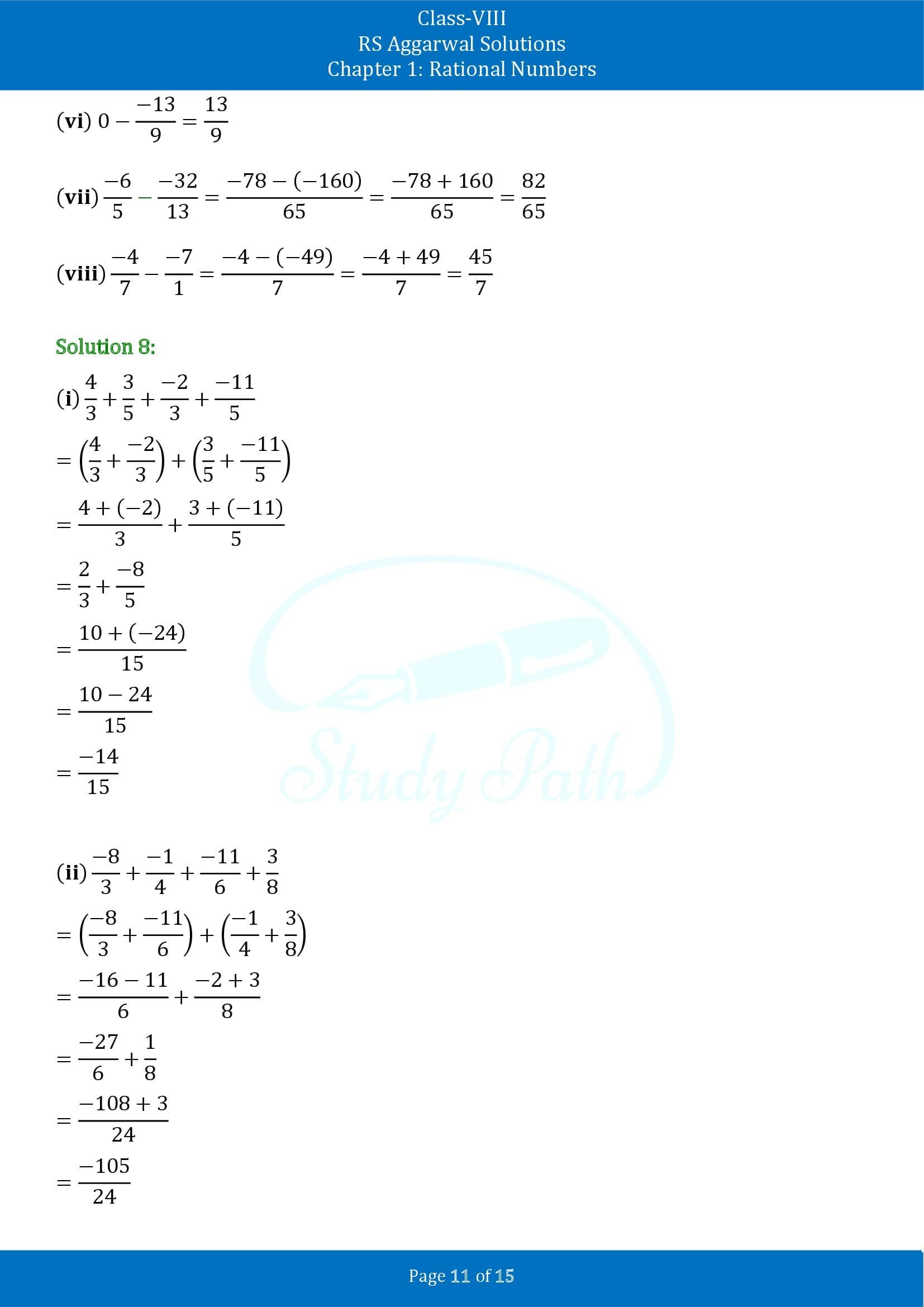 RS Aggarwal Solutions Class 8 Chapter 1 Rational Numbers Exercise 1C 00011