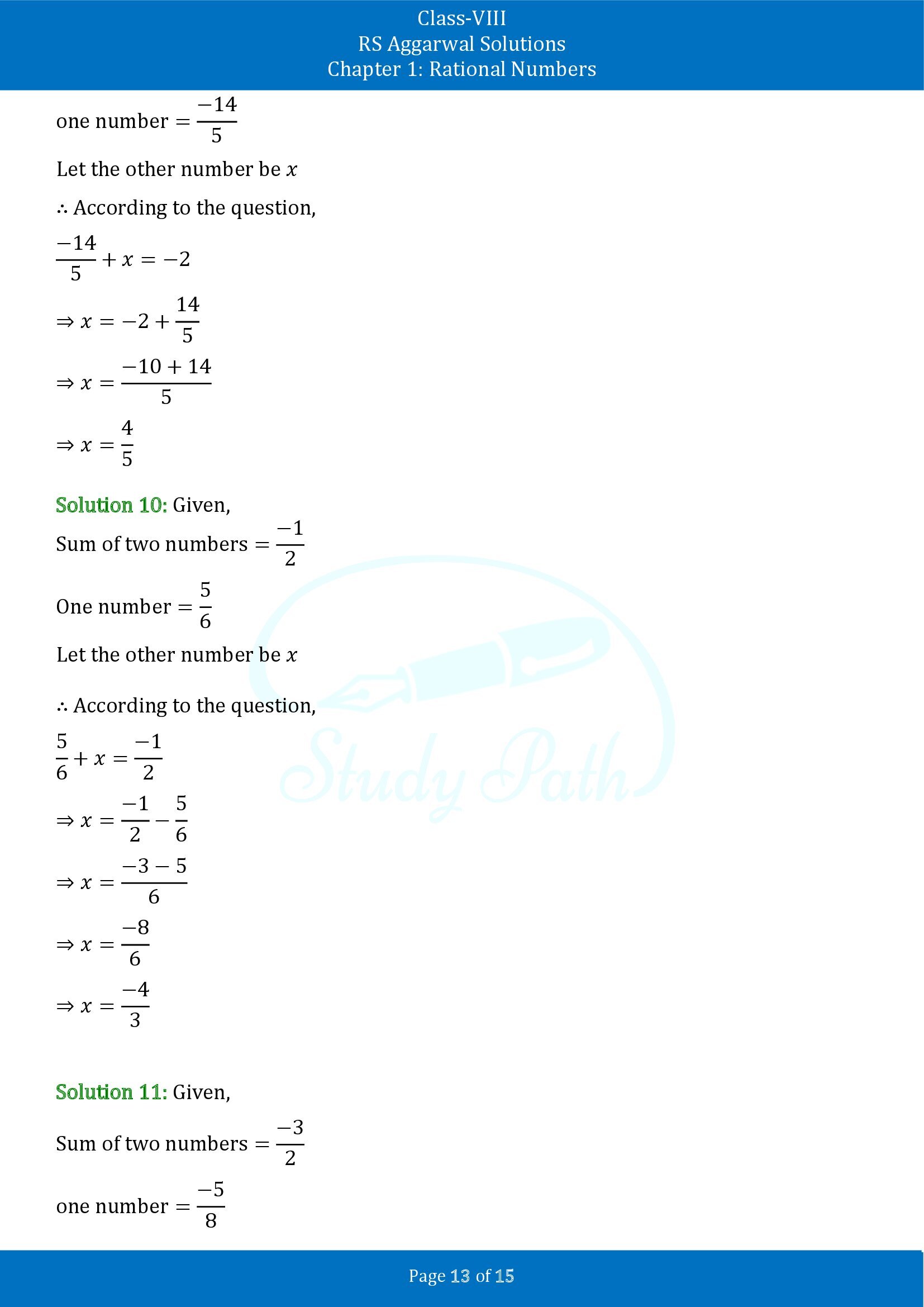 RS Aggarwal Solutions Class 8 Chapter 1 Rational Numbers Exercise 1C 00013