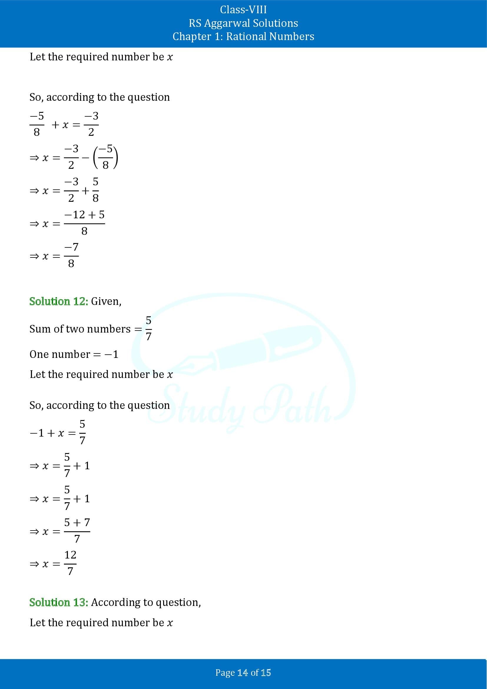 RS Aggarwal Solutions Class 8 Chapter 1 Rational Numbers Exercise 1C 00014