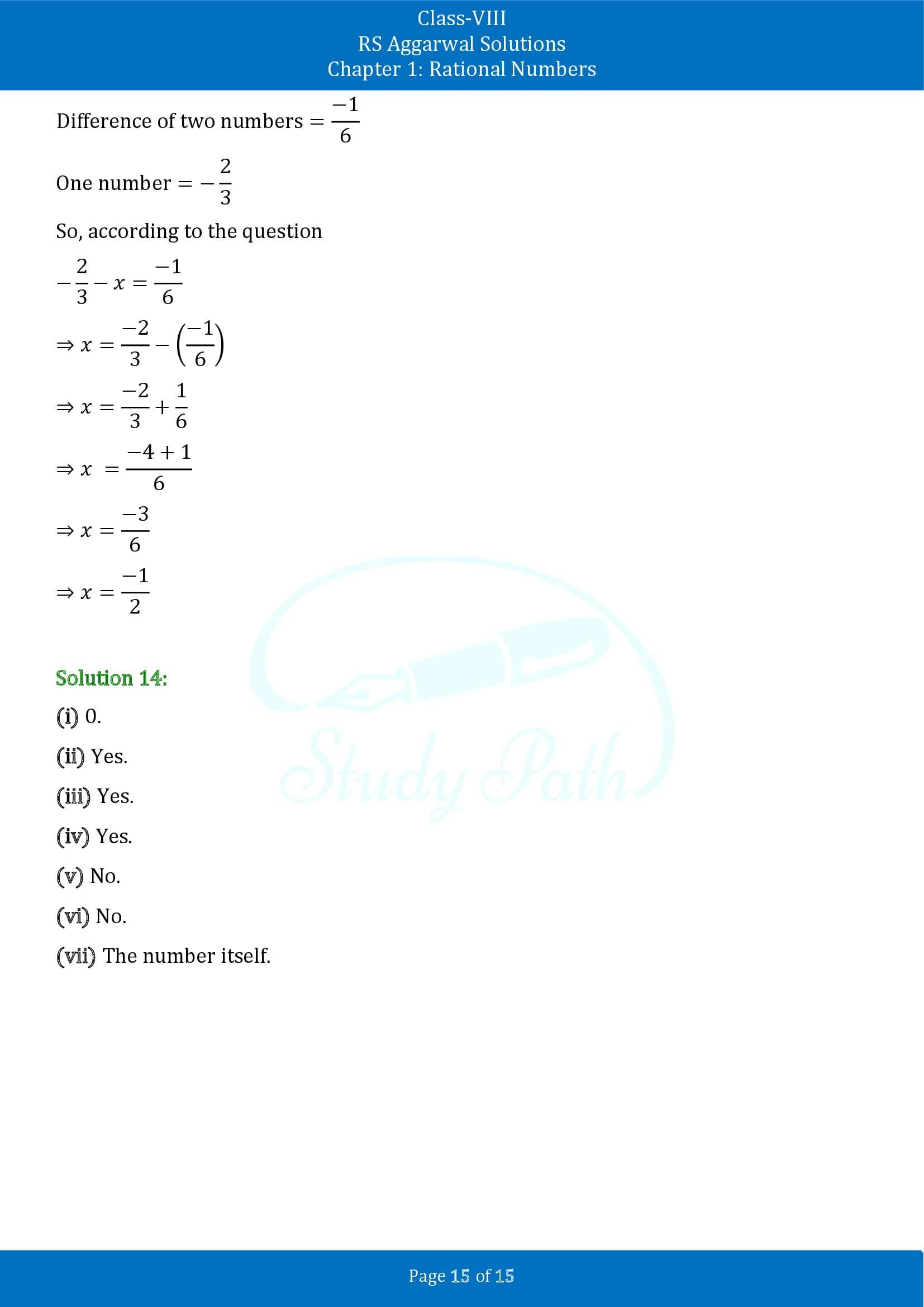 RS Aggarwal Solutions Class 8 Chapter 1 Rational Numbers Exercise 1C 00015