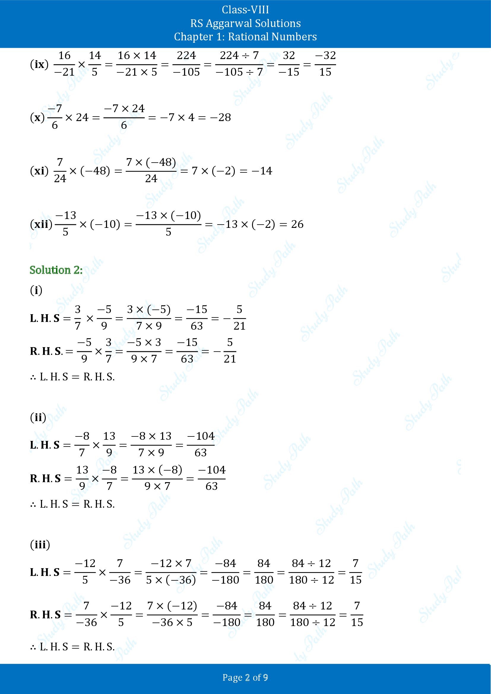 RS Aggarwal Solutions Class 8 Chapter 1 Rational Numbers Exercise 1D 00002