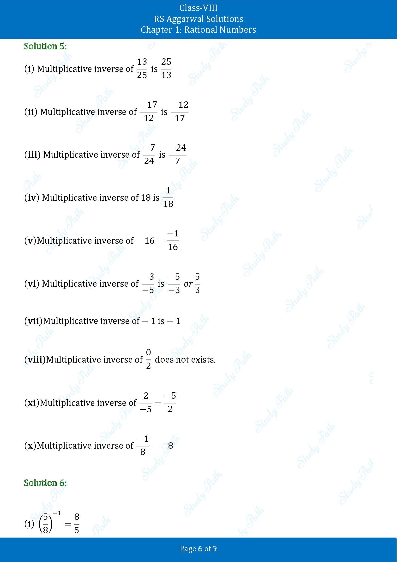 RS Aggarwal Solutions Class 8 Chapter 1 Rational Numbers Exercise 1D 00006