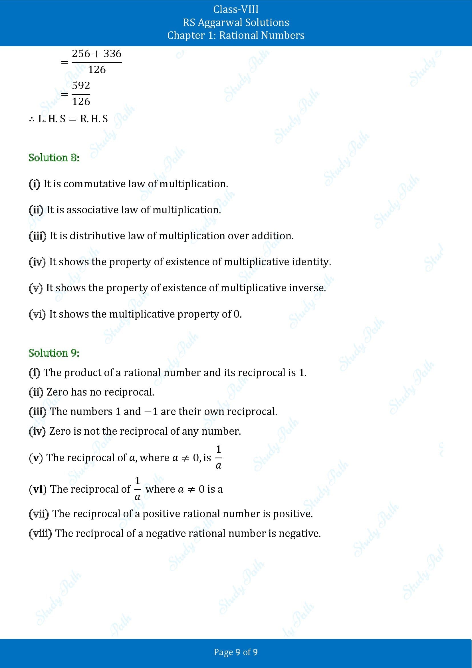 RS Aggarwal Solutions Class 8 Chapter 1 Rational Numbers Exercise 1D 00009