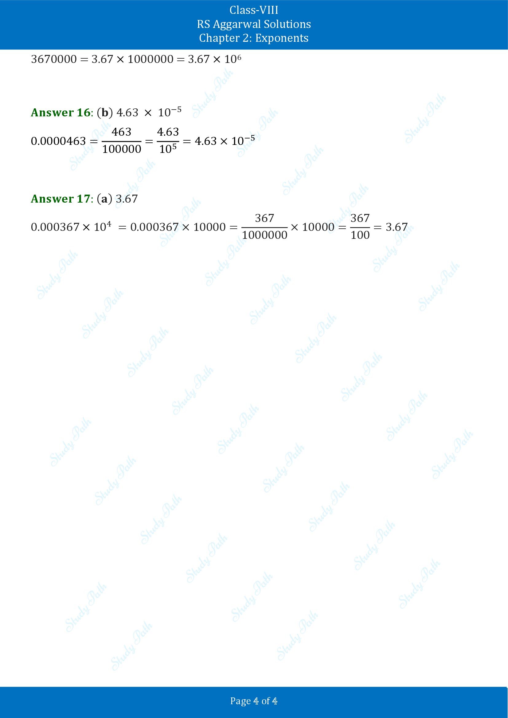 RS Aggarwal Solutions Class 8 Chapter 2 Exponents Exercise 2C MCQs 00004