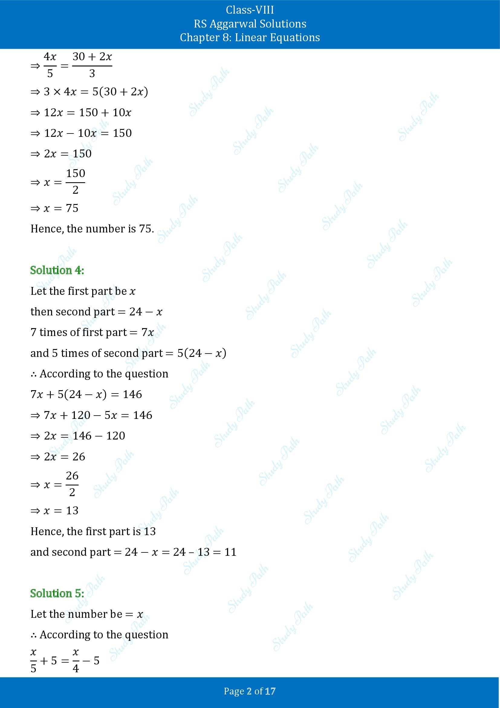RS Aggarwal Solutions Class 8 Chapter 8 Linear Equations Exercise 8B 00002