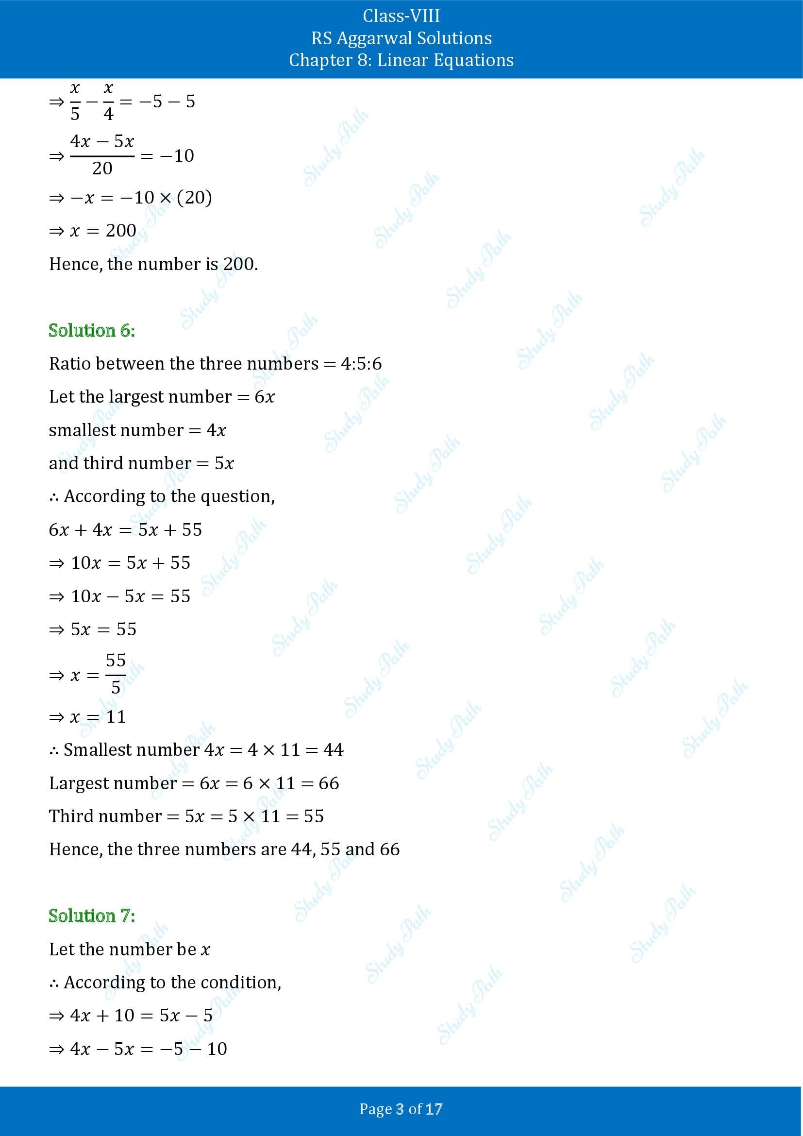 RS Aggarwal Solutions Class 8 Chapter 8 Linear Equations Exercise 8B 00003