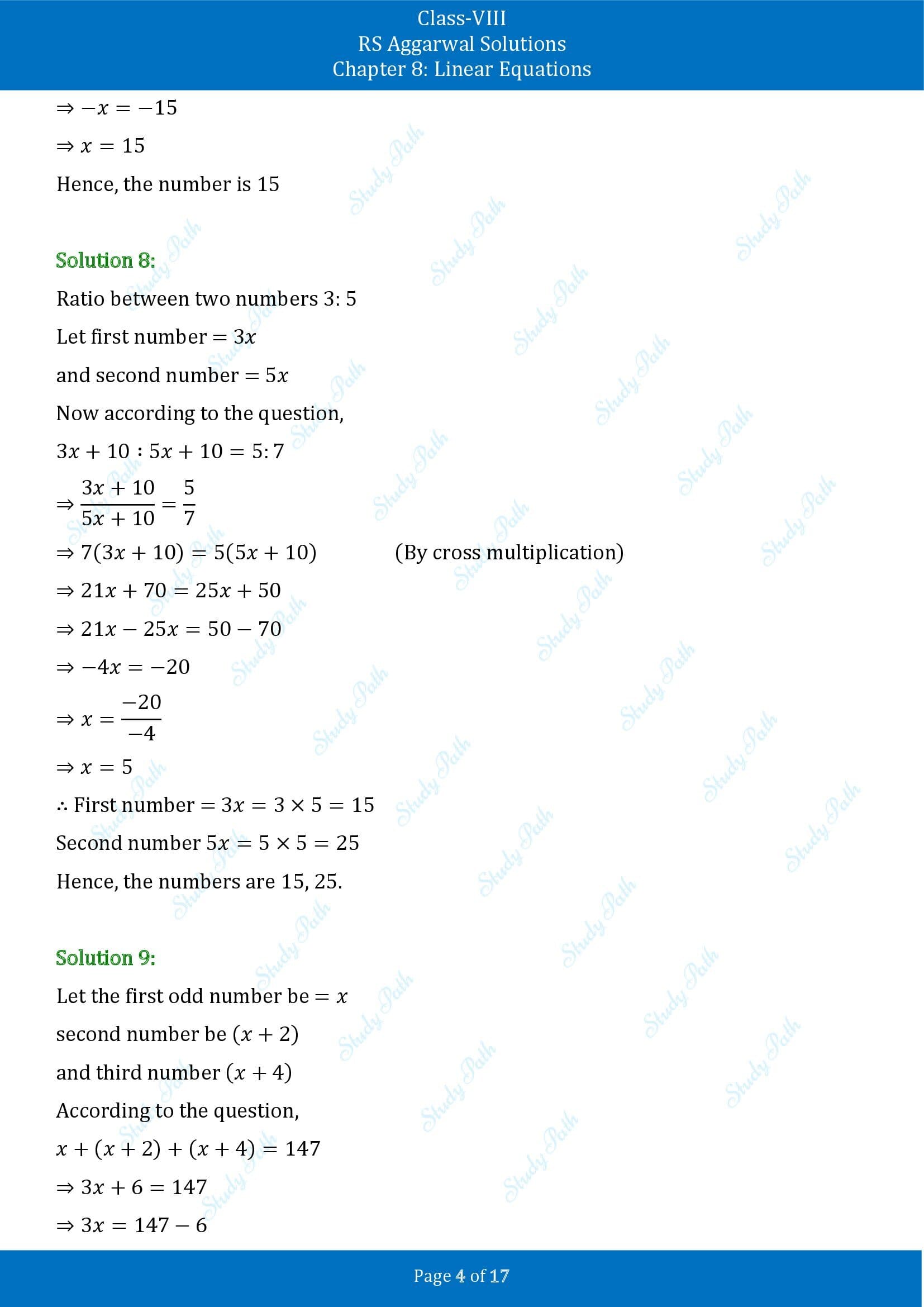RS Aggarwal Solutions Class 8 Chapter 8 Linear Equations Exercise 8B 00004