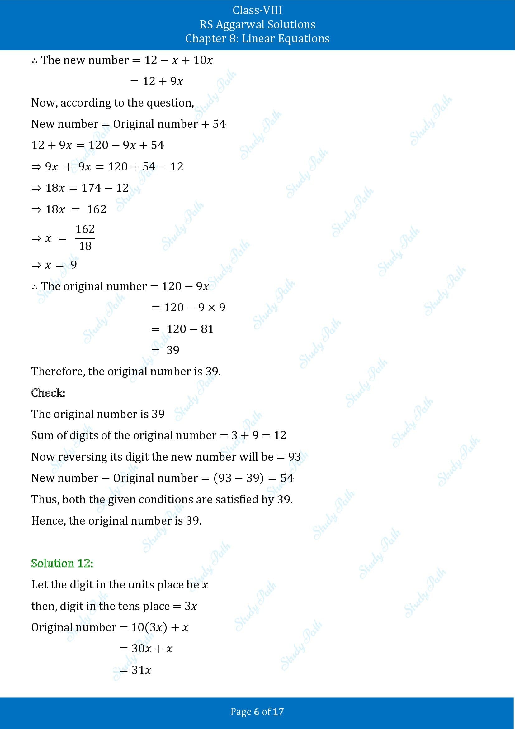 RS Aggarwal Solutions Class 8 Chapter 8 Linear Equations Exercise 8B 00006